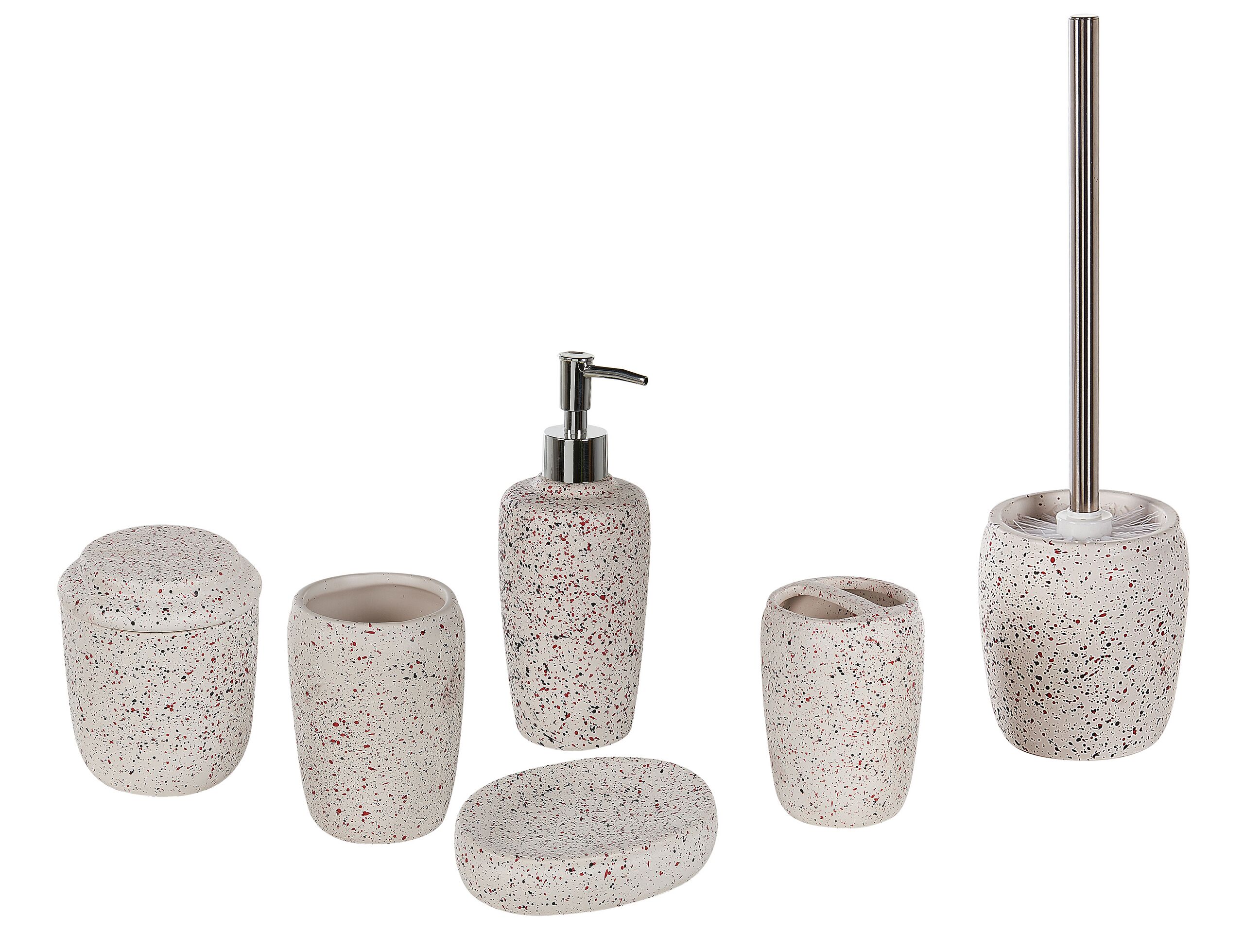 Ceramic 6-Piece Bathroom Accessories Set White PALMILLA - Gemini Interiors
