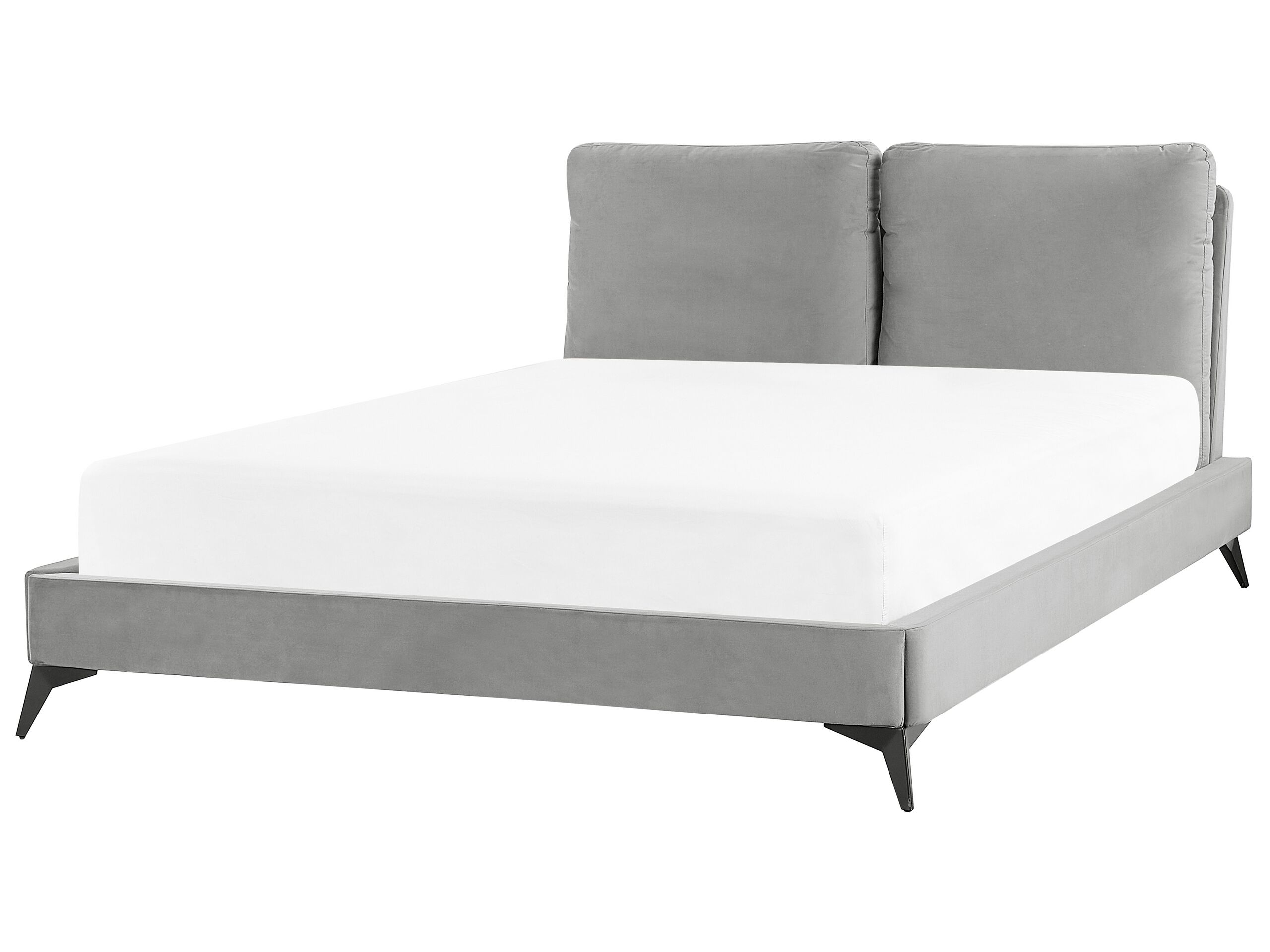 Velvet EU Double Size Bed Grey MELLE - Gemini Interiors