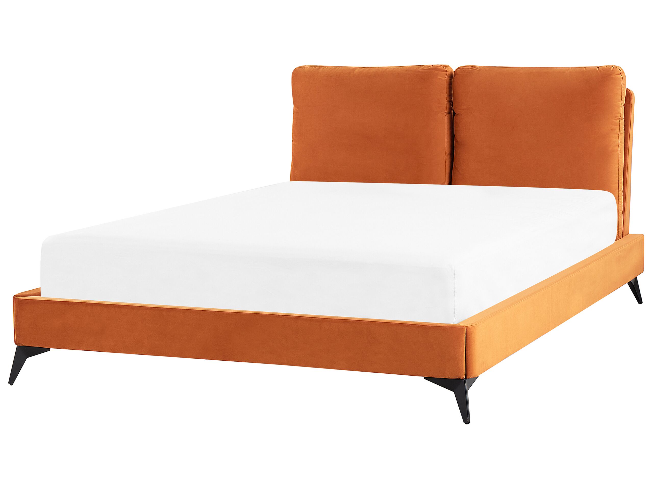 Velvet EU Double Size Bed Orange MELLE - Gemini Interiors