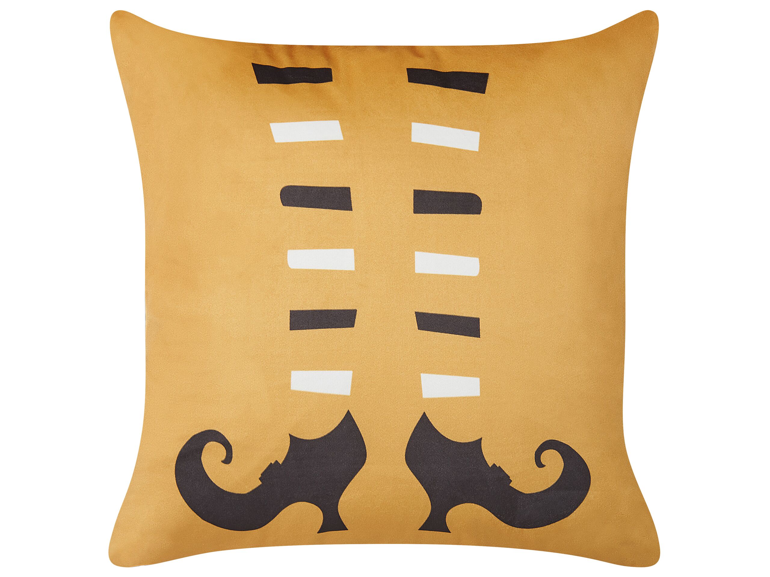 Velvet Cushion Witch Shoes Pattern 45x45cm Orange - Gemini Interiors