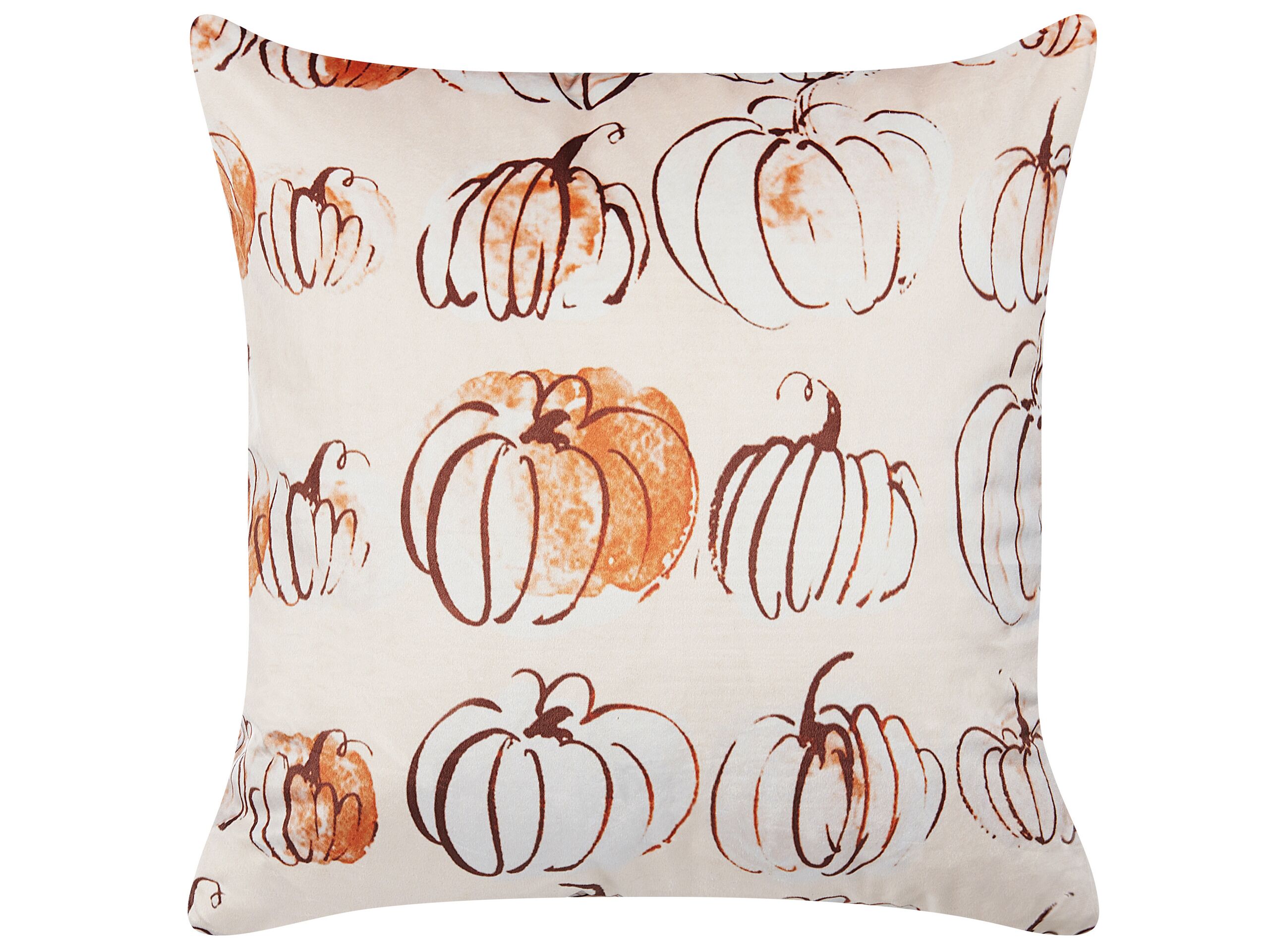 Velvet Cushion Pumpkin Pattern 45x45cm Beige - Gemini Interiors
