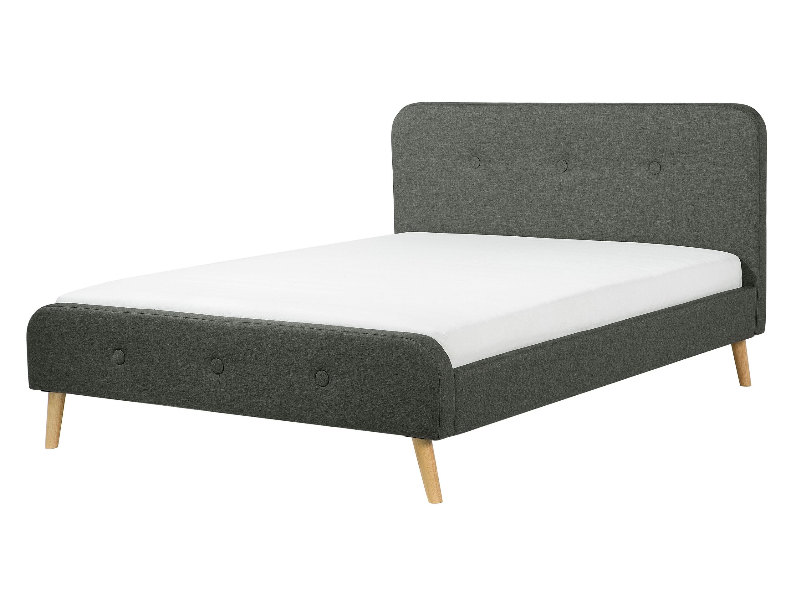 Fabric EU Double Size Bed Grey RENNES - Gemini Interiors