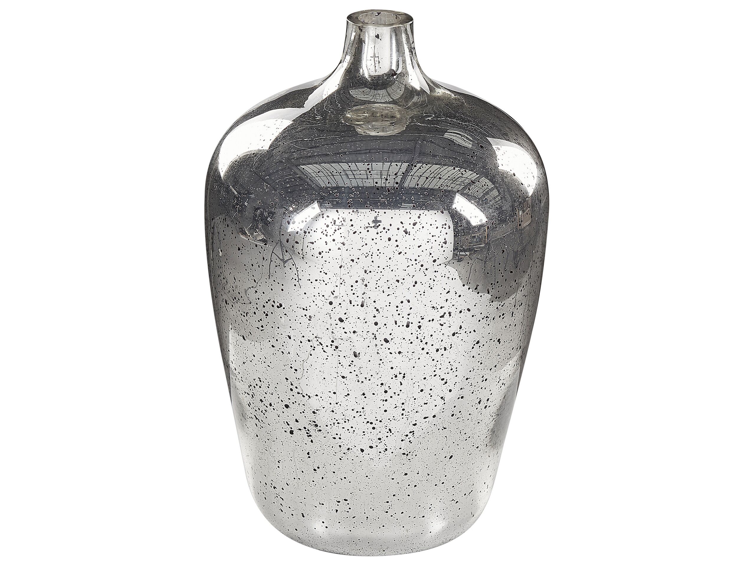 Glass Flower Vase 40 Silver Black KACHORI - Gemini Interiors