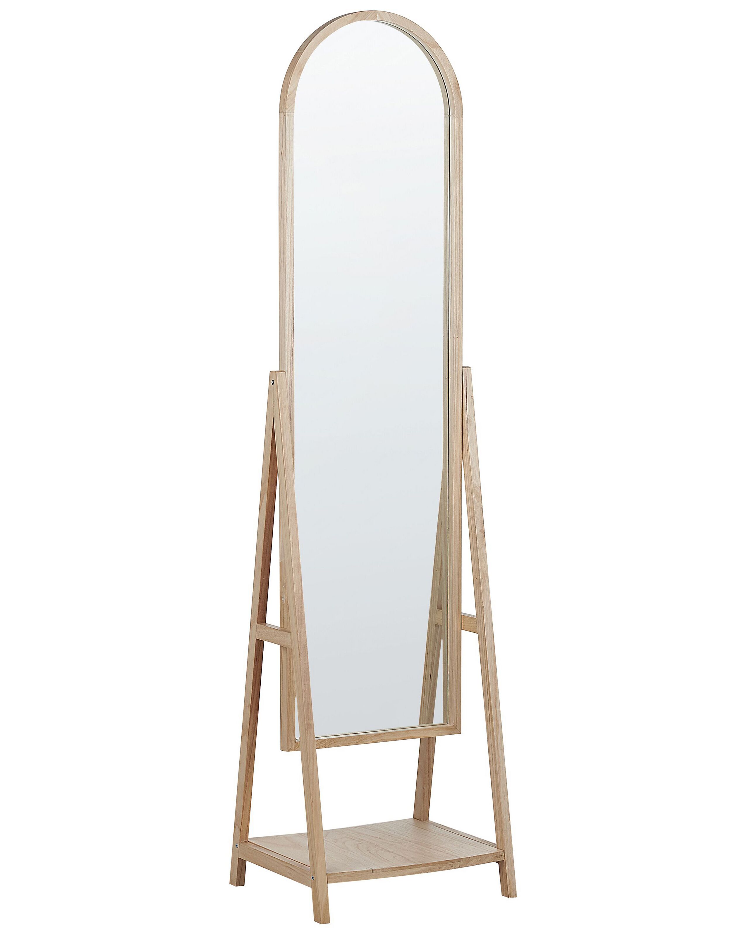 Standing Mirror with Shelf Light Wood - Gemini Interiors