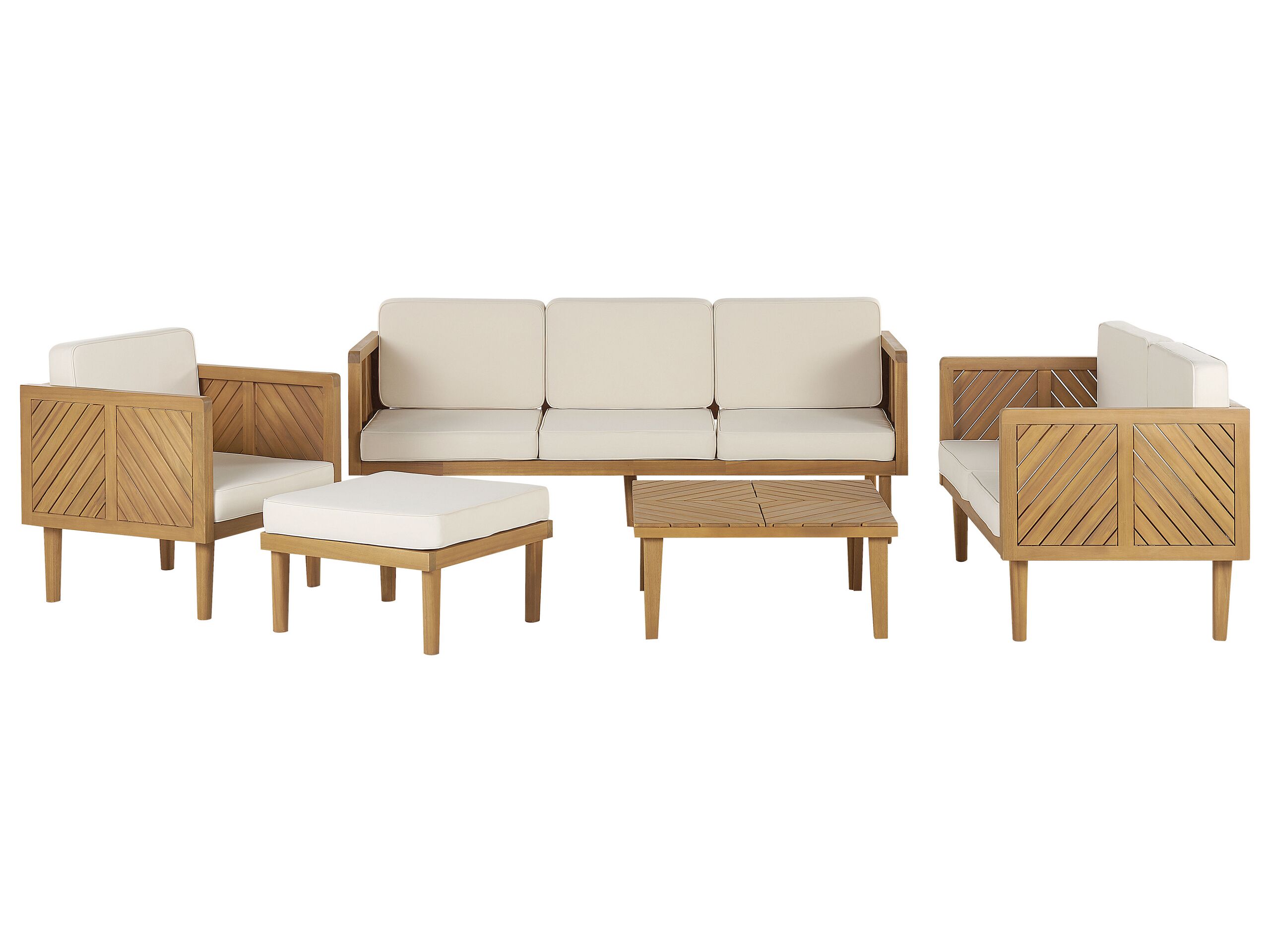 6 Seater Acacia Wood Garden Sofa Set Light BARATTI - Gemini Interiors