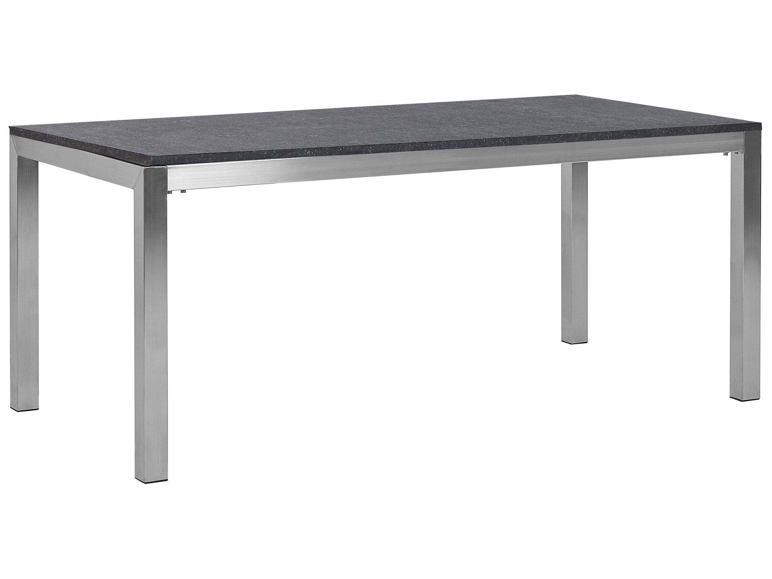 Flamed Granite Garden Table 180 x 90 cm Black GROSSETO - Gemini Interiors