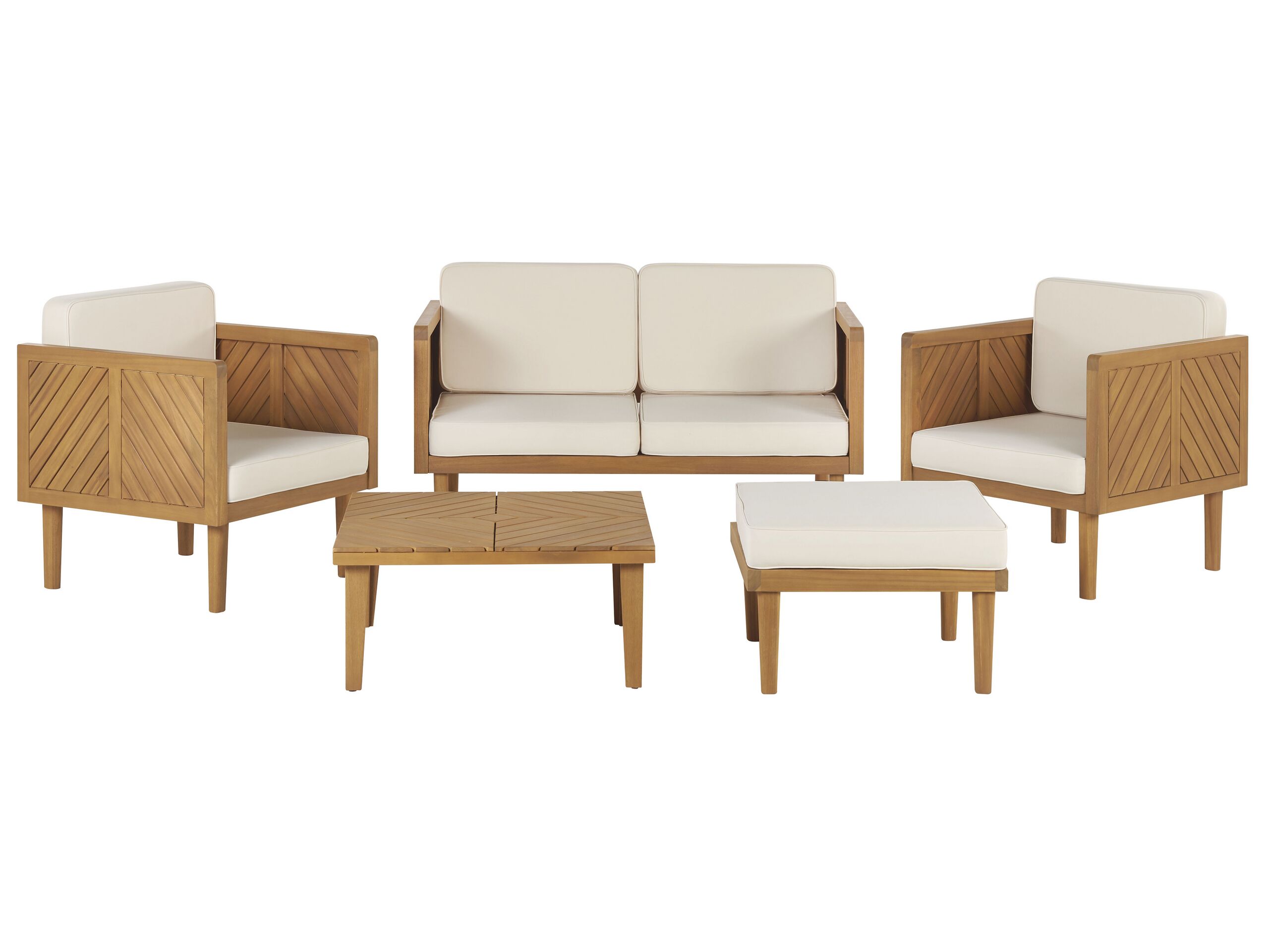 4 Seater Acacia Wood Garden Sofa Set Light BARATTI - Gemini Interiors