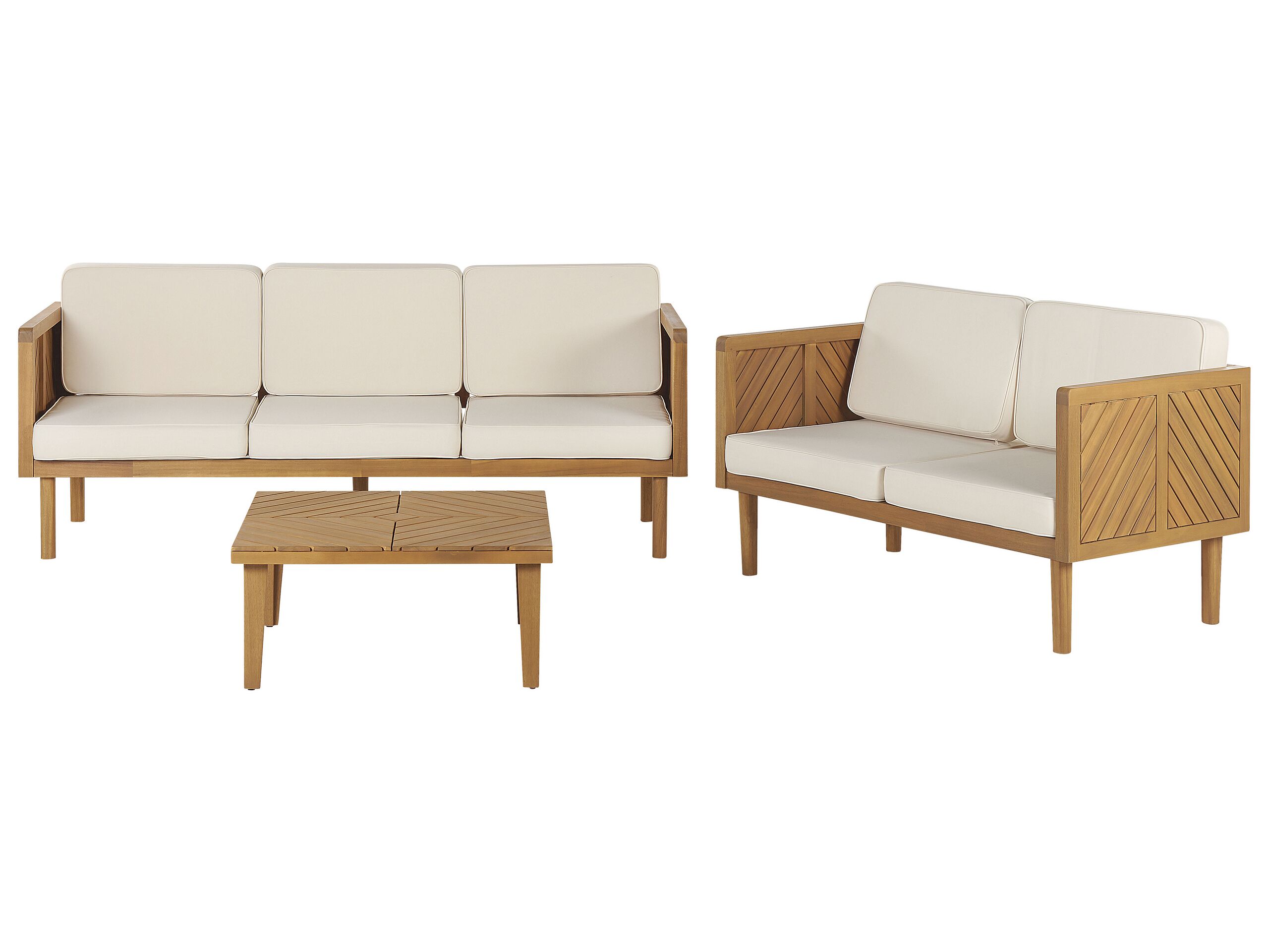 5 Seater Acacia Wood Garden Sofa Set with Coffee Table Light BARATTI - Gemini Interiors