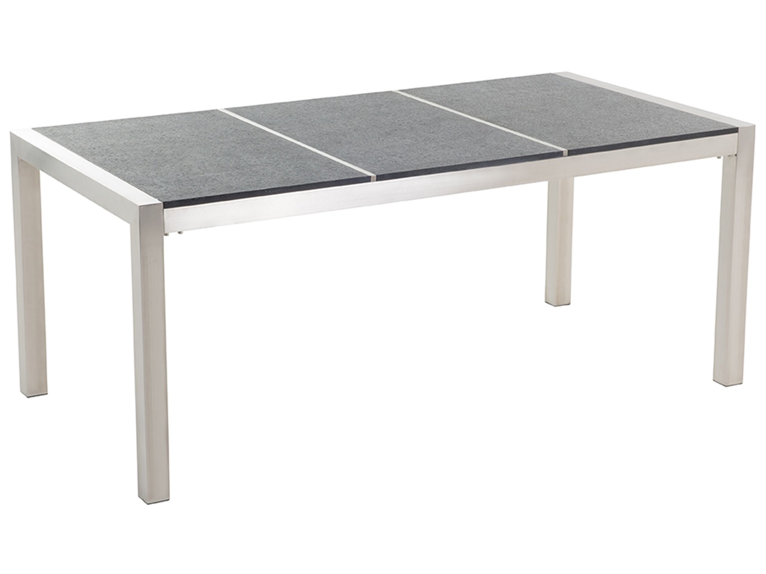 Flamed Granite Garden Table Triple Plate Top 180 x 90 cm Black GROSSETO - Gemini Interiors