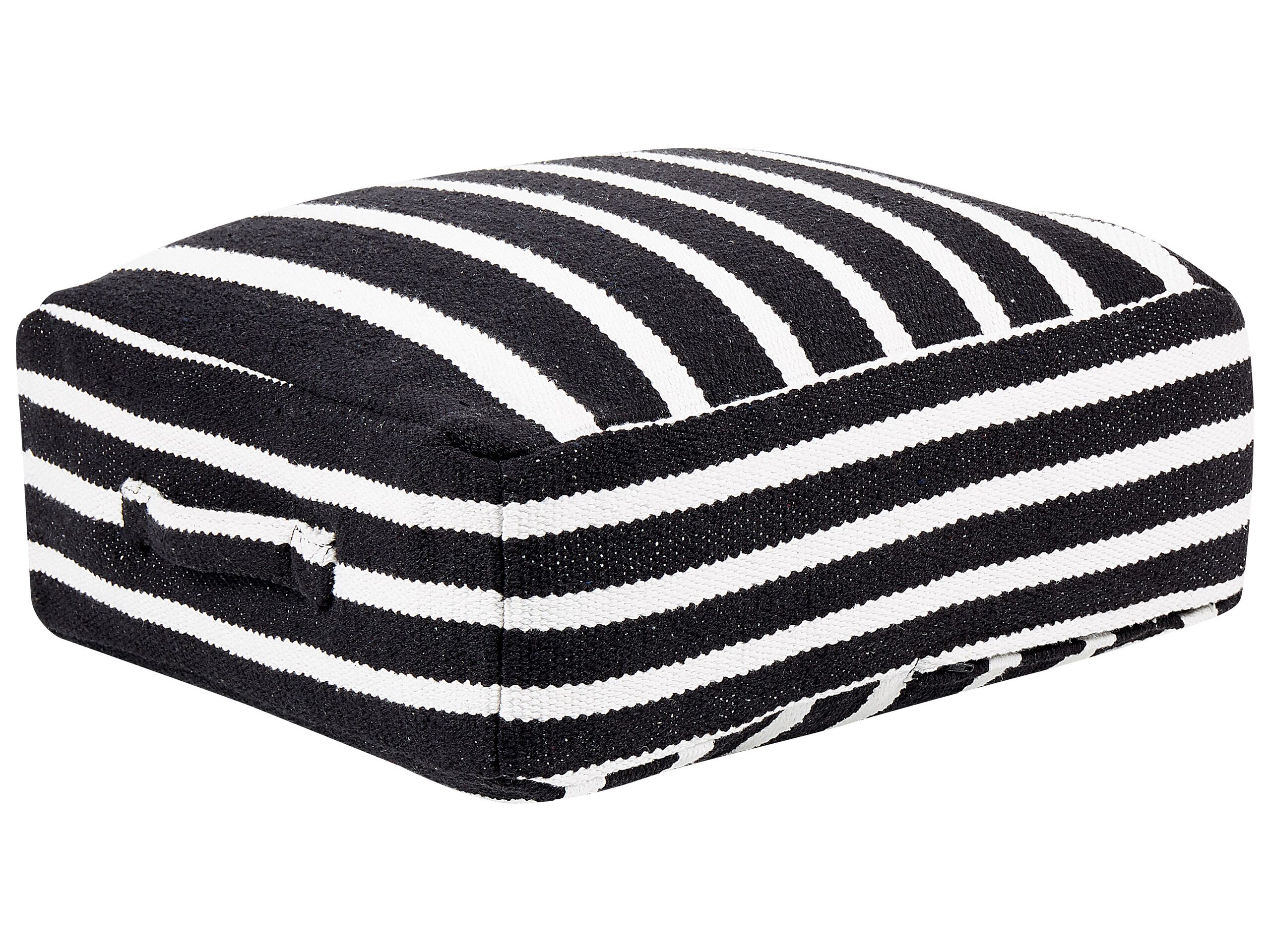 Cotton Floor Cushion 50 x 50 x 20 cm Black and White SETTAT - Gemini Interiors