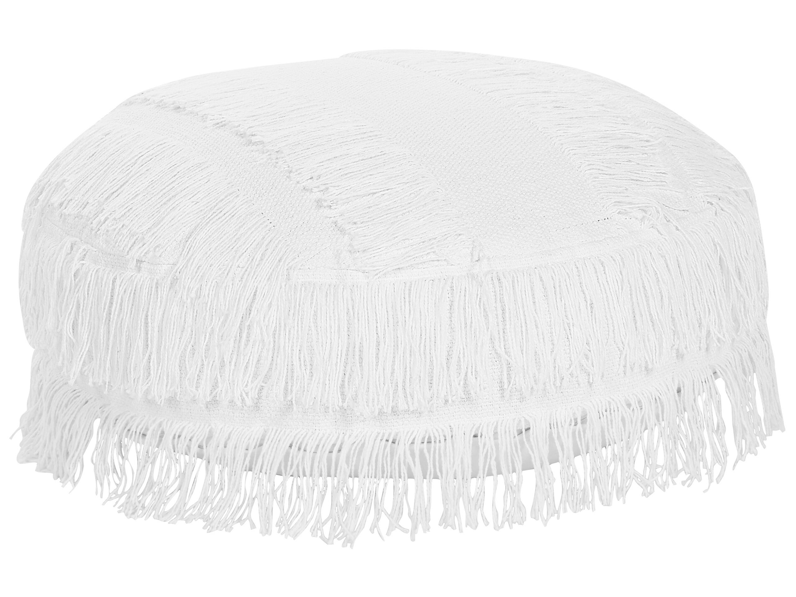 Cotton Floor Cushion âŒ€ 50 cm White OULAD - Gemini Interiors