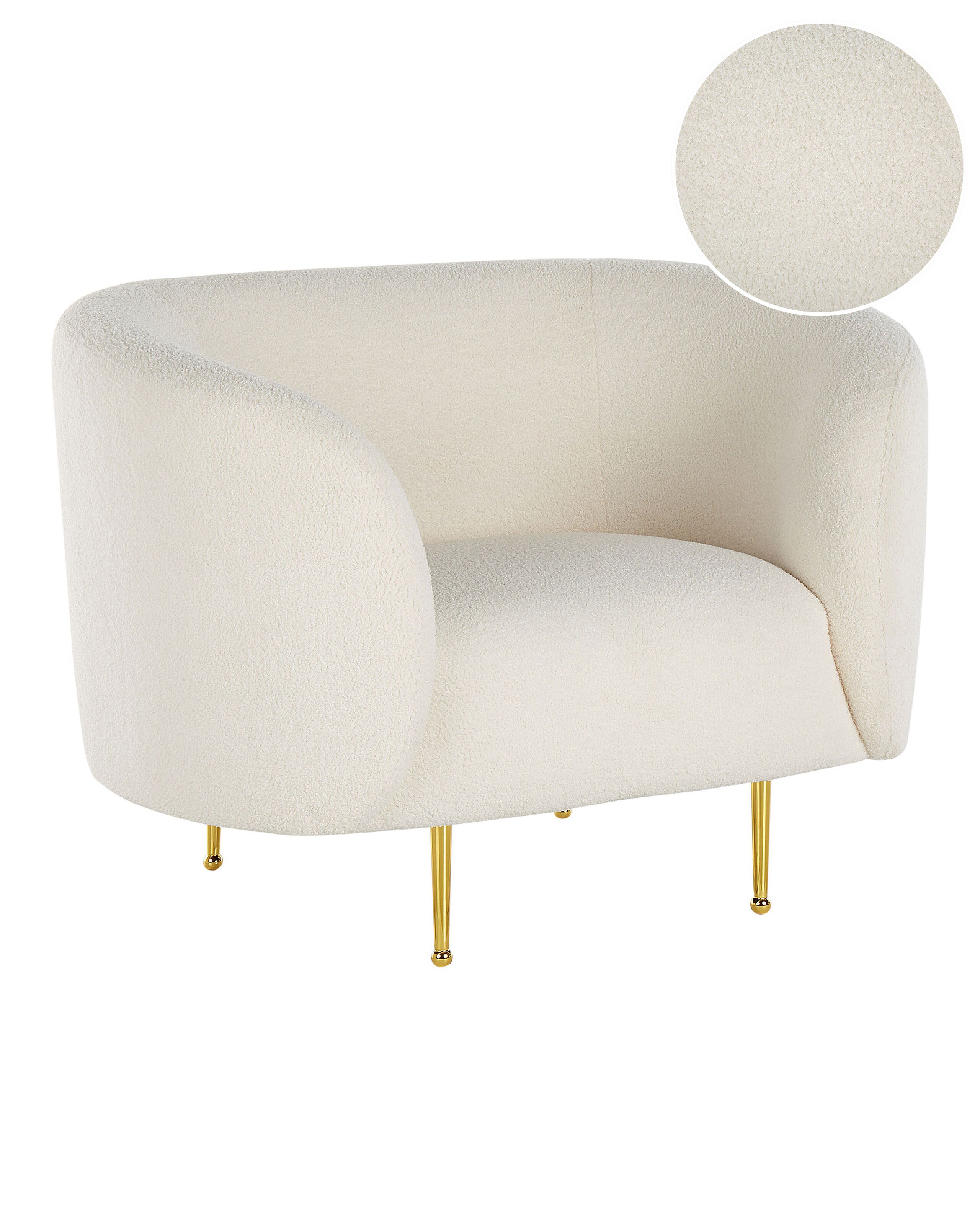 Boucle Armchair White LOEN - Gemini Interiors