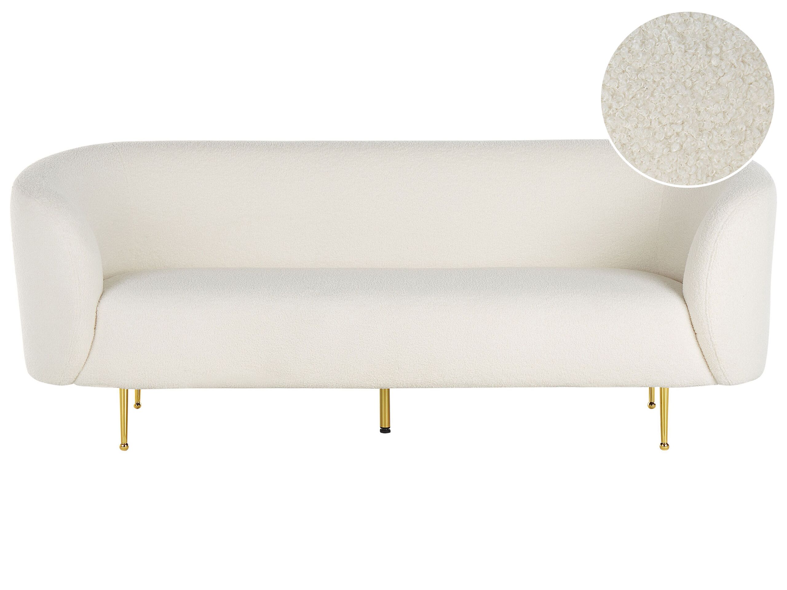 3 Seater Boucle Sofa White LOEN - Gemini Interiors