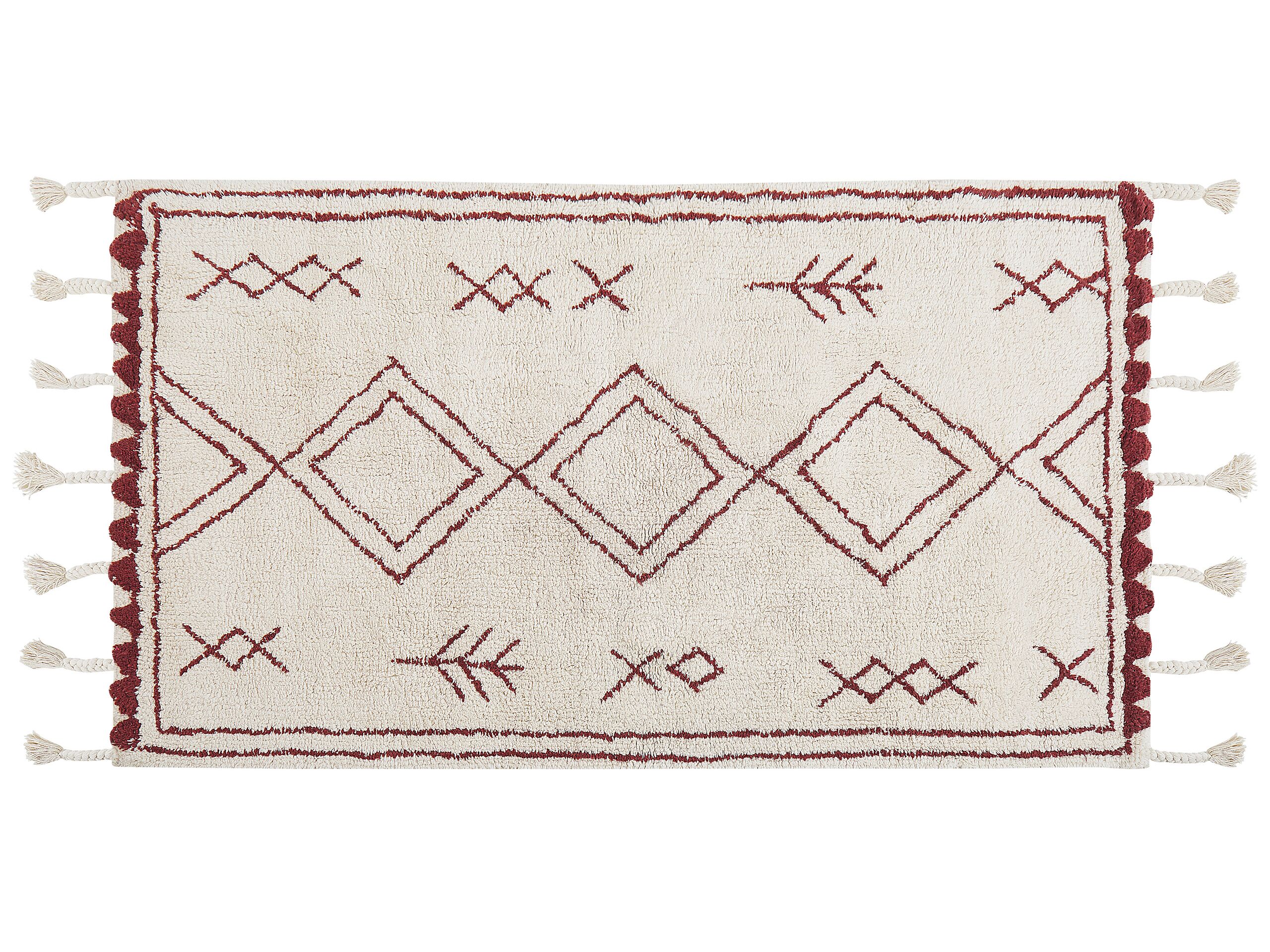 Cotton Area Rug 80x150cm White and Red - Gemini Interiors