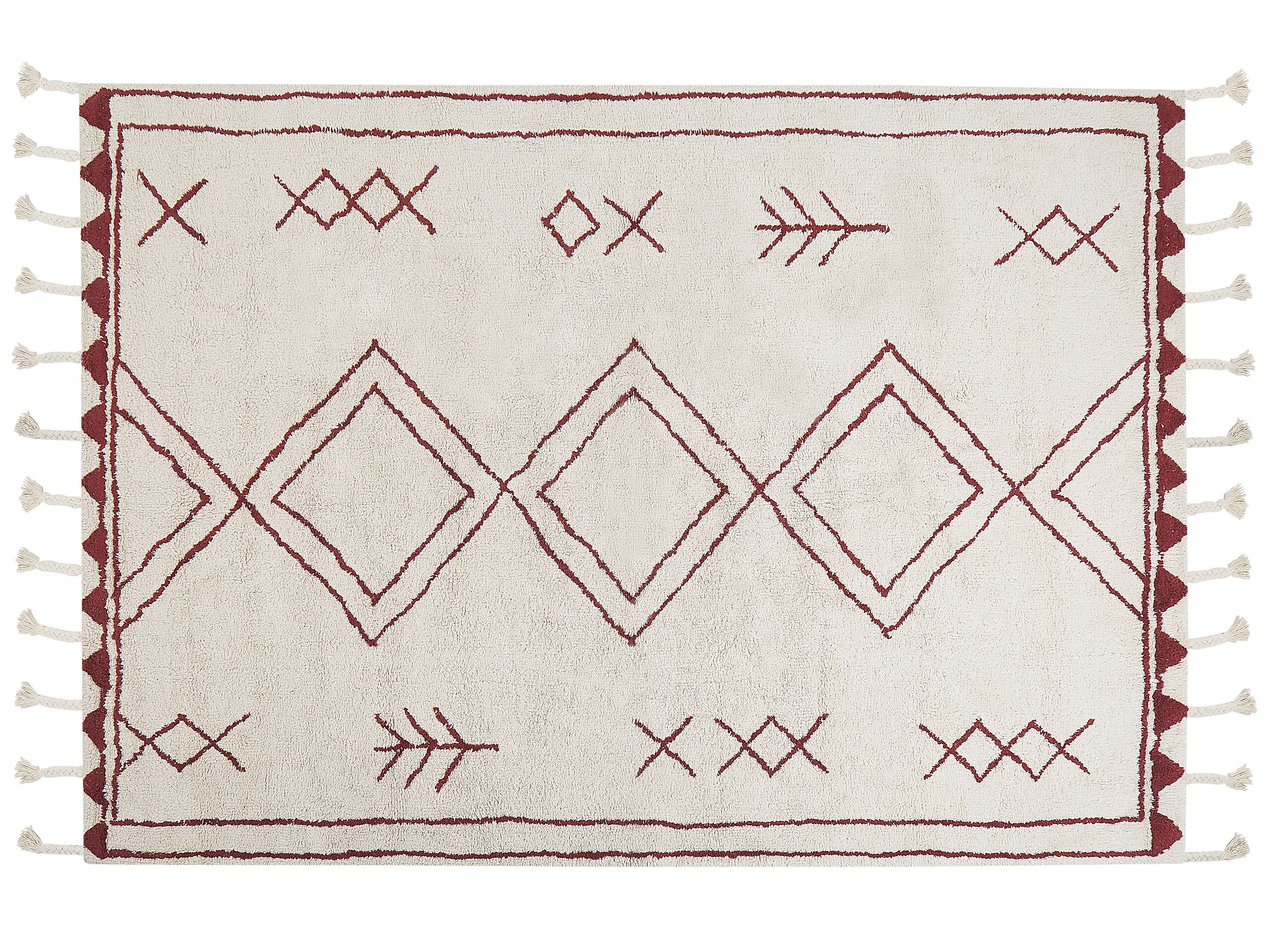 Cotton Area Rug 140x200cm White and Red - Gemini Interiors