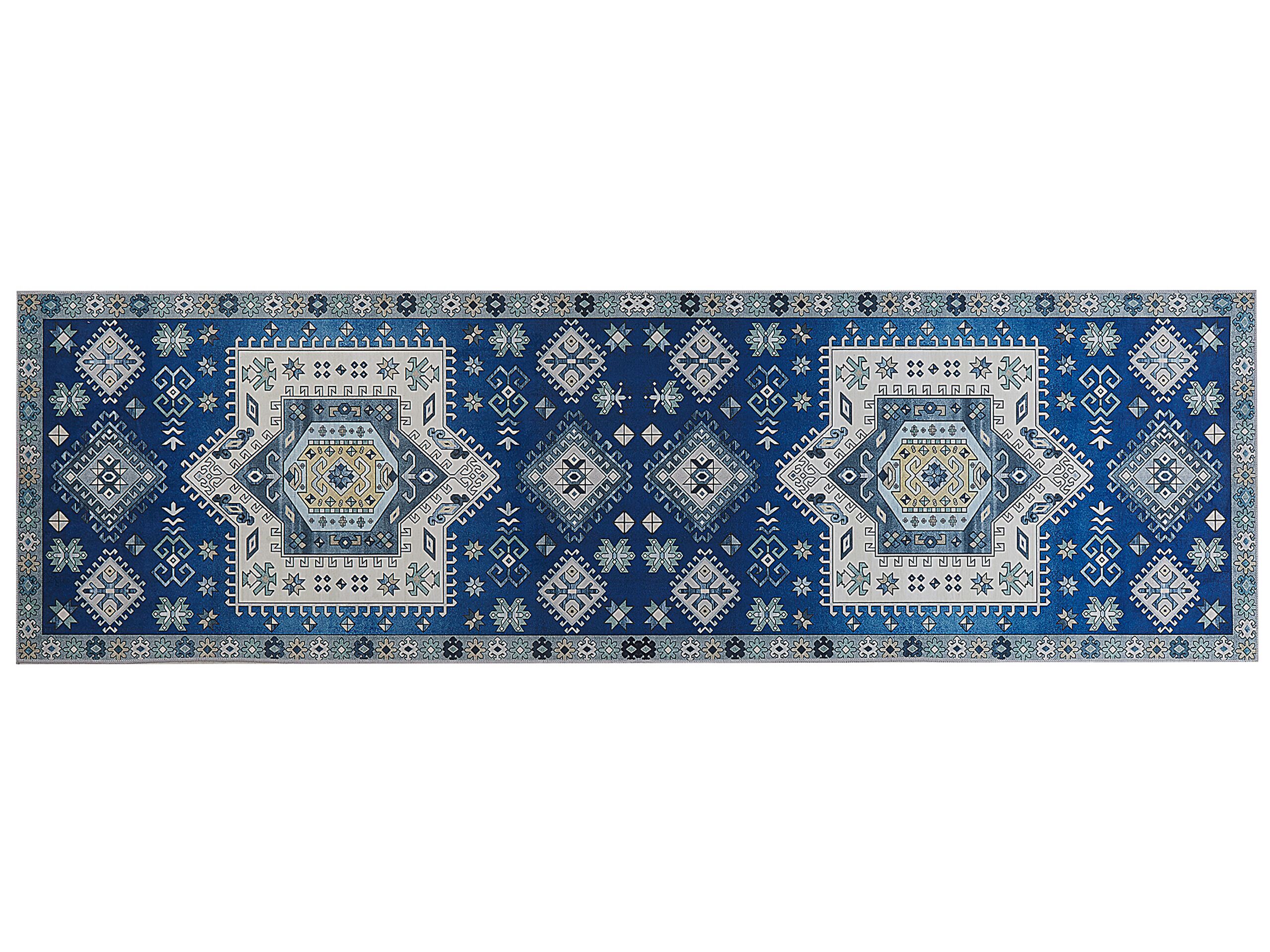Runner Rug 60x200cm Blue and Beige - Gemini Interiors