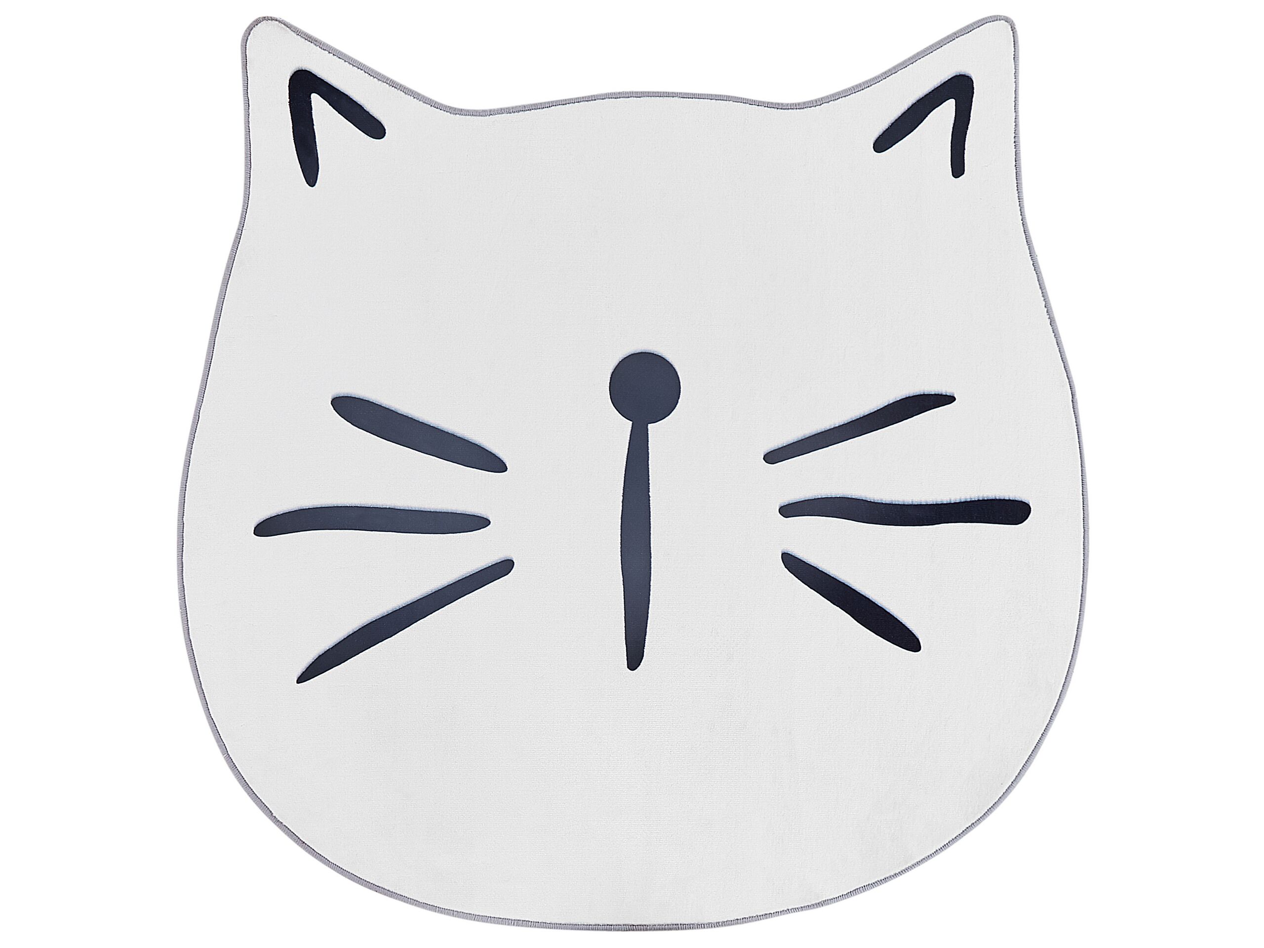 Kids Rug Cat Print 100cm White - Gemini Interiors