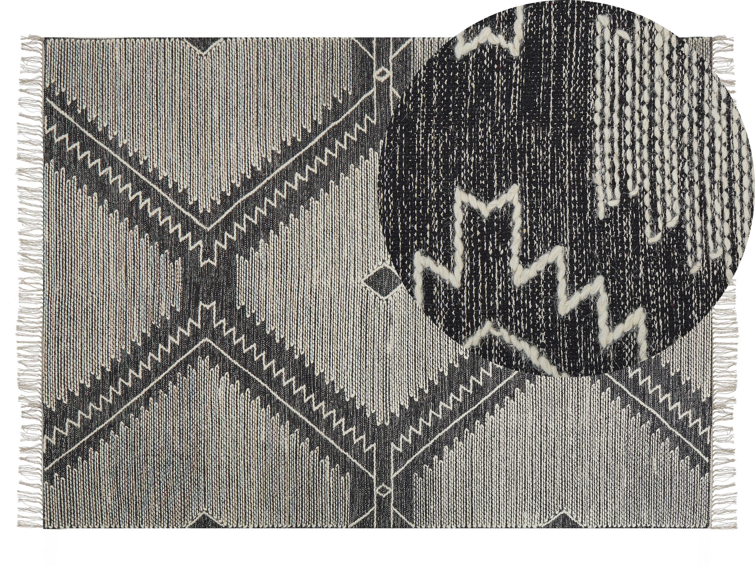 Cotton Area Rug 140x200cm Black and White - Gemini Interiors