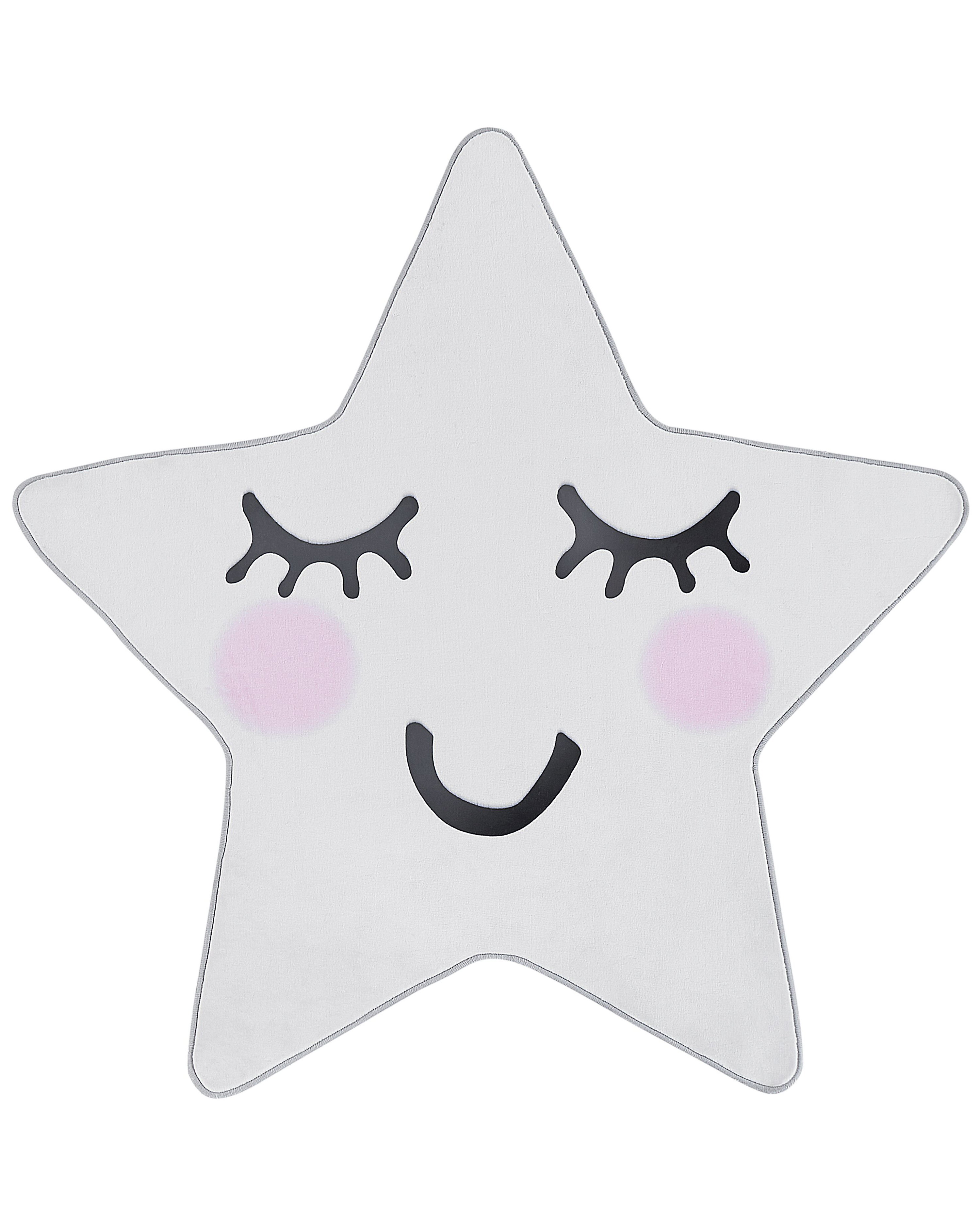 Kids Rug Star Print 120x120cm White - Gemini Interiors