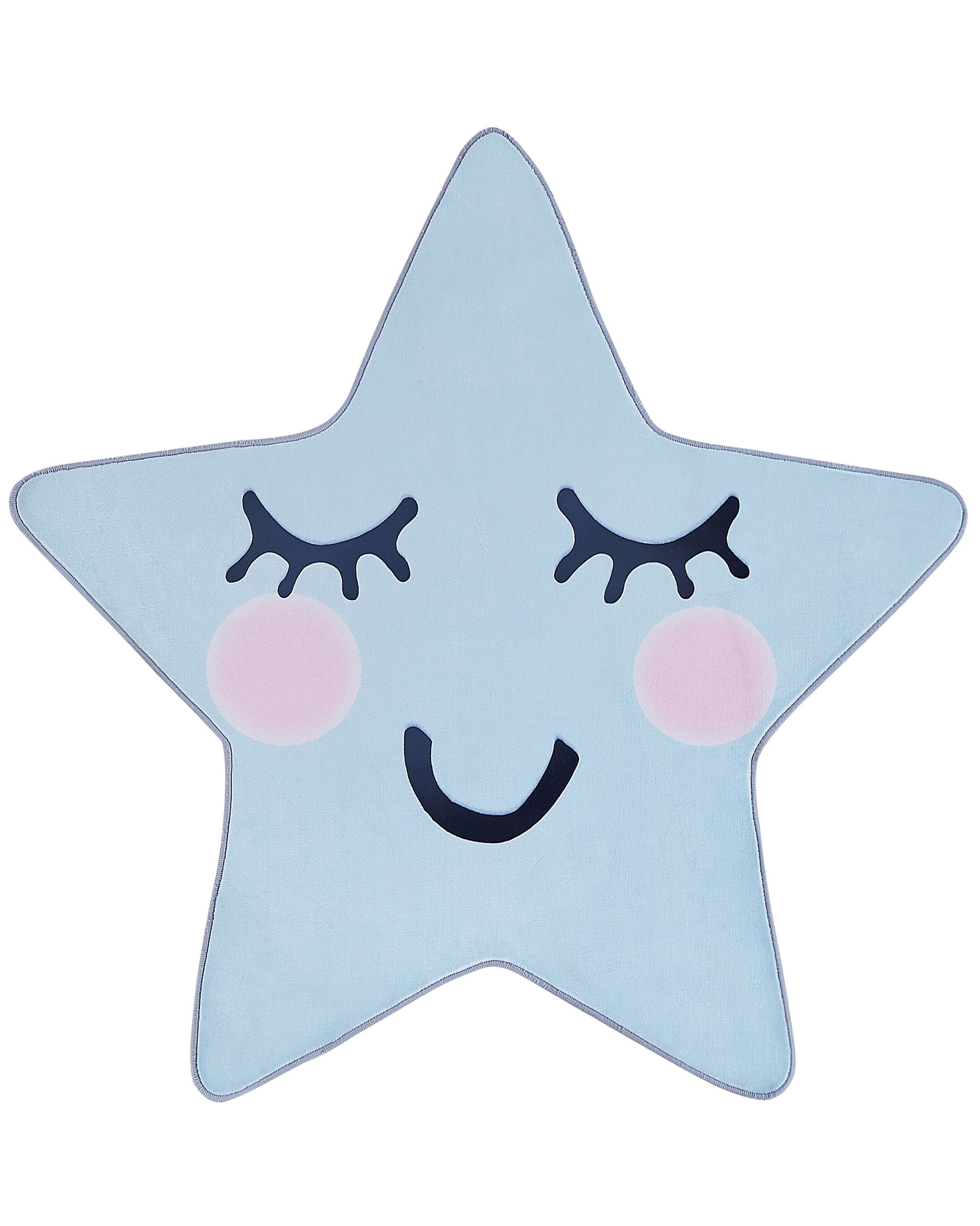 Kids Rug Star Print 120x120cm Blue - Gemini Interiors