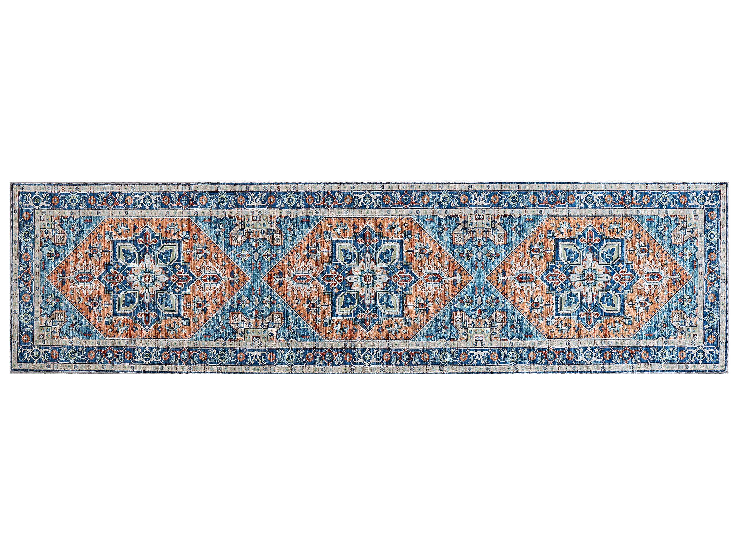 Runner Rug 80x300cm Blue and Orange - Gemini Interiors