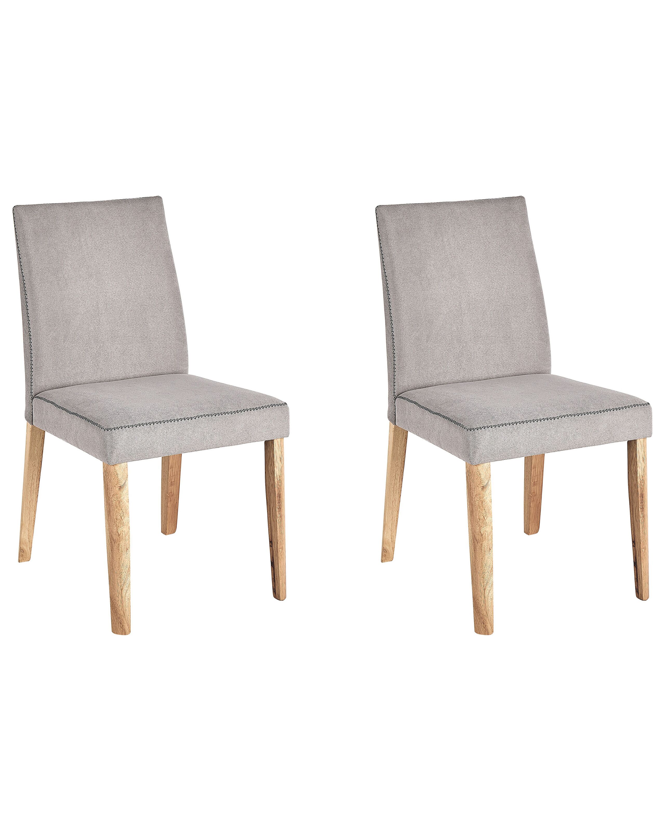 Set of 2 Fabric Dining Chairs Light Grey PHOLA - Gemini Interiors
