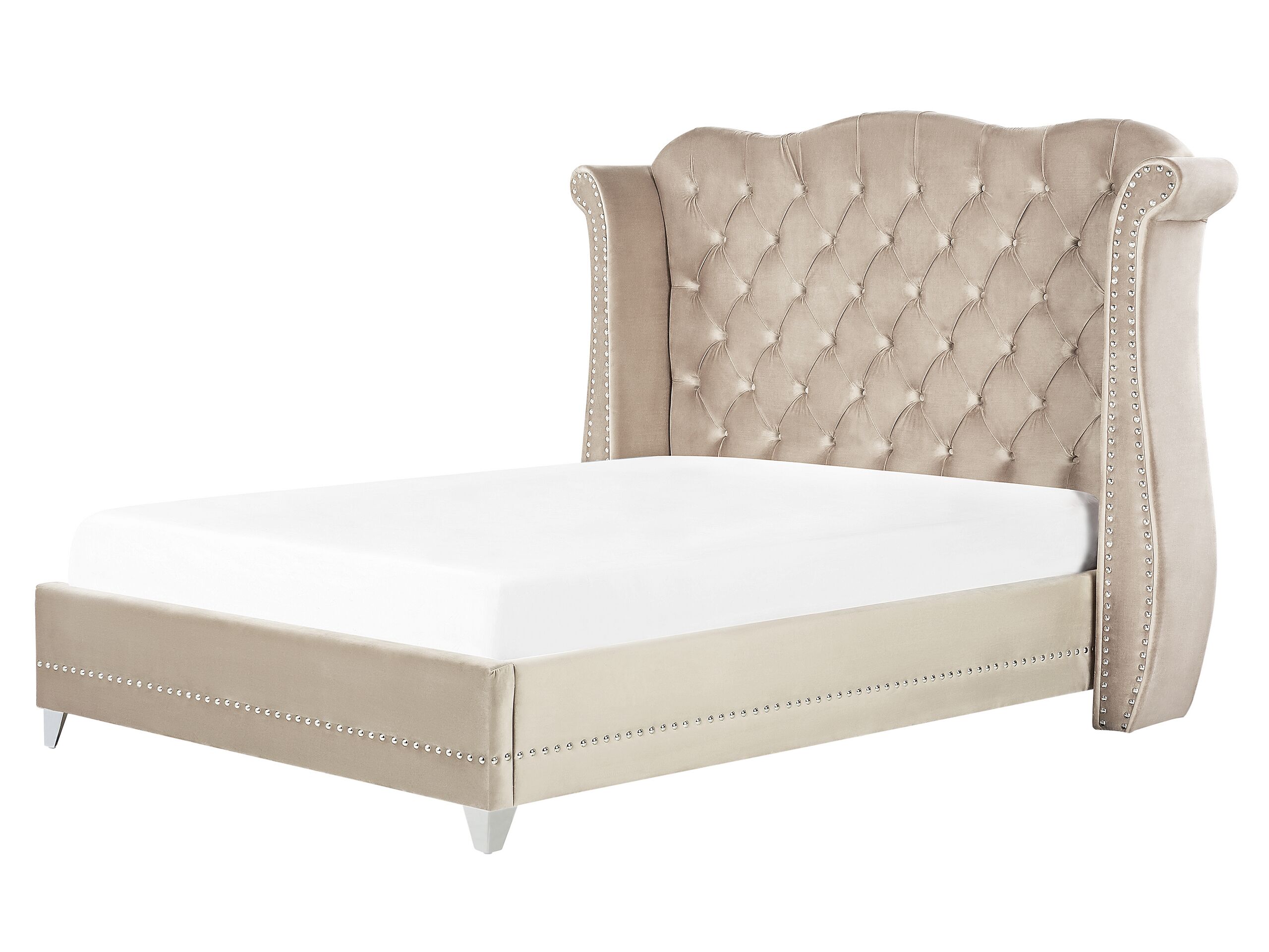 Velvet EU King Size Bed Beige AYETTE - Gemini Interiors