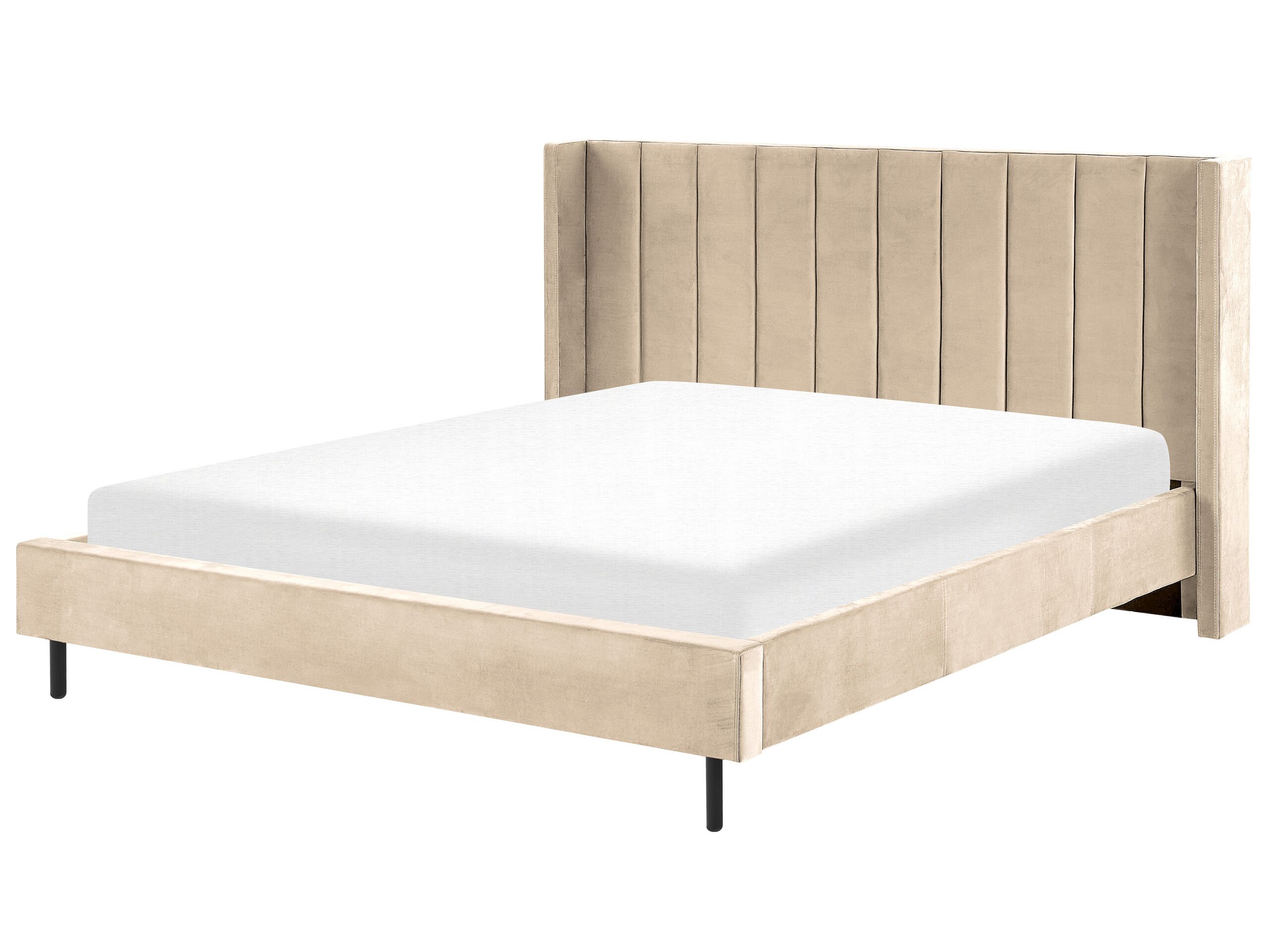 Velvet EU Super King Size Bed Beige VILLETTE - Gemini Interiors