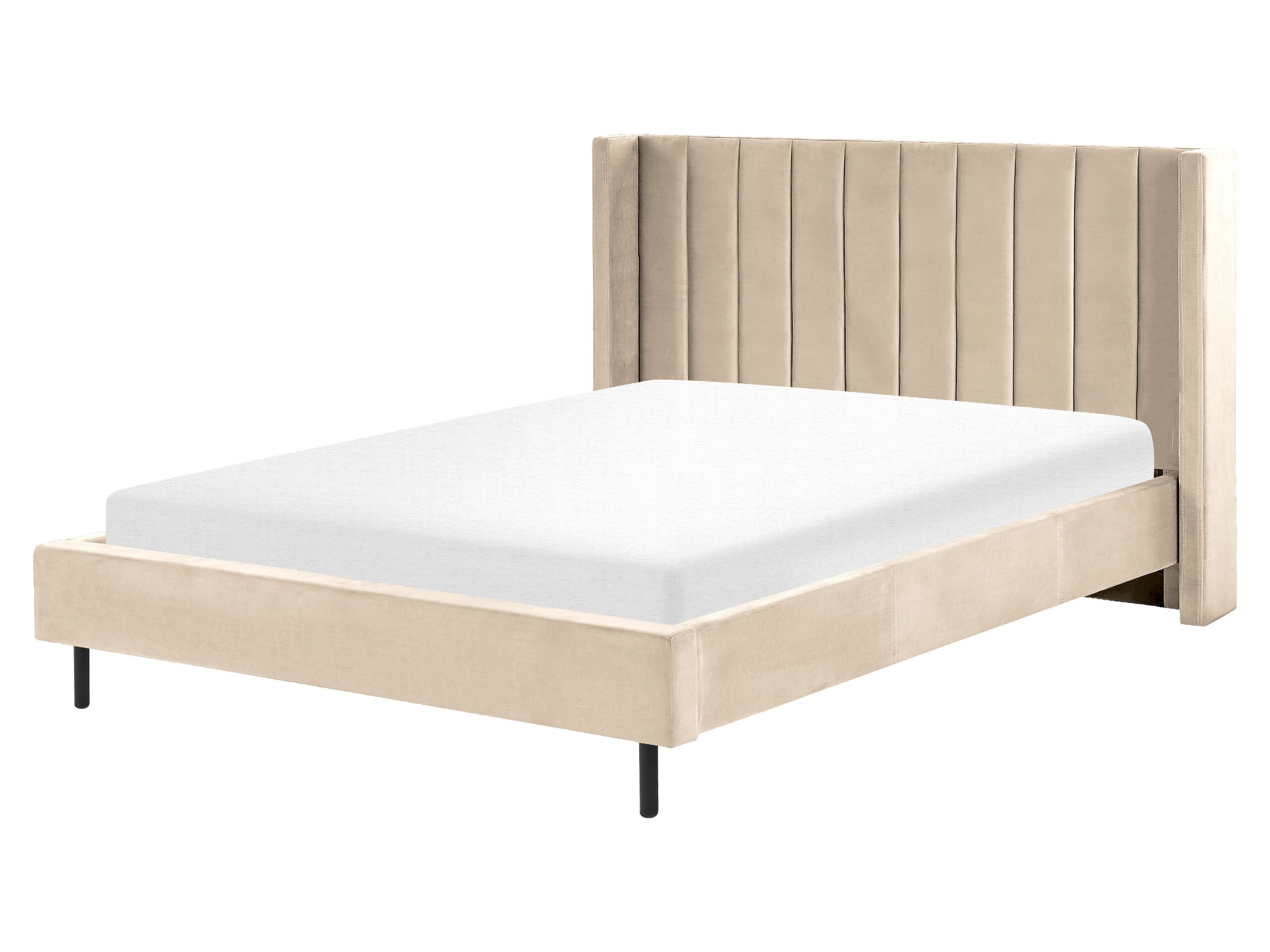 Velvet EU King Size Bed Beige VILLETTE - Gemini Interiors