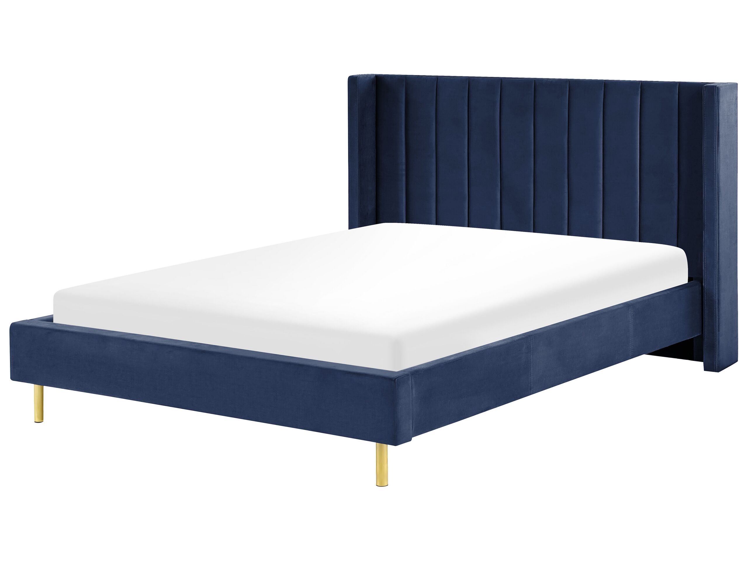 Velvet EU King Size Bed Navy Blue VILLETTE - Gemini Interiors