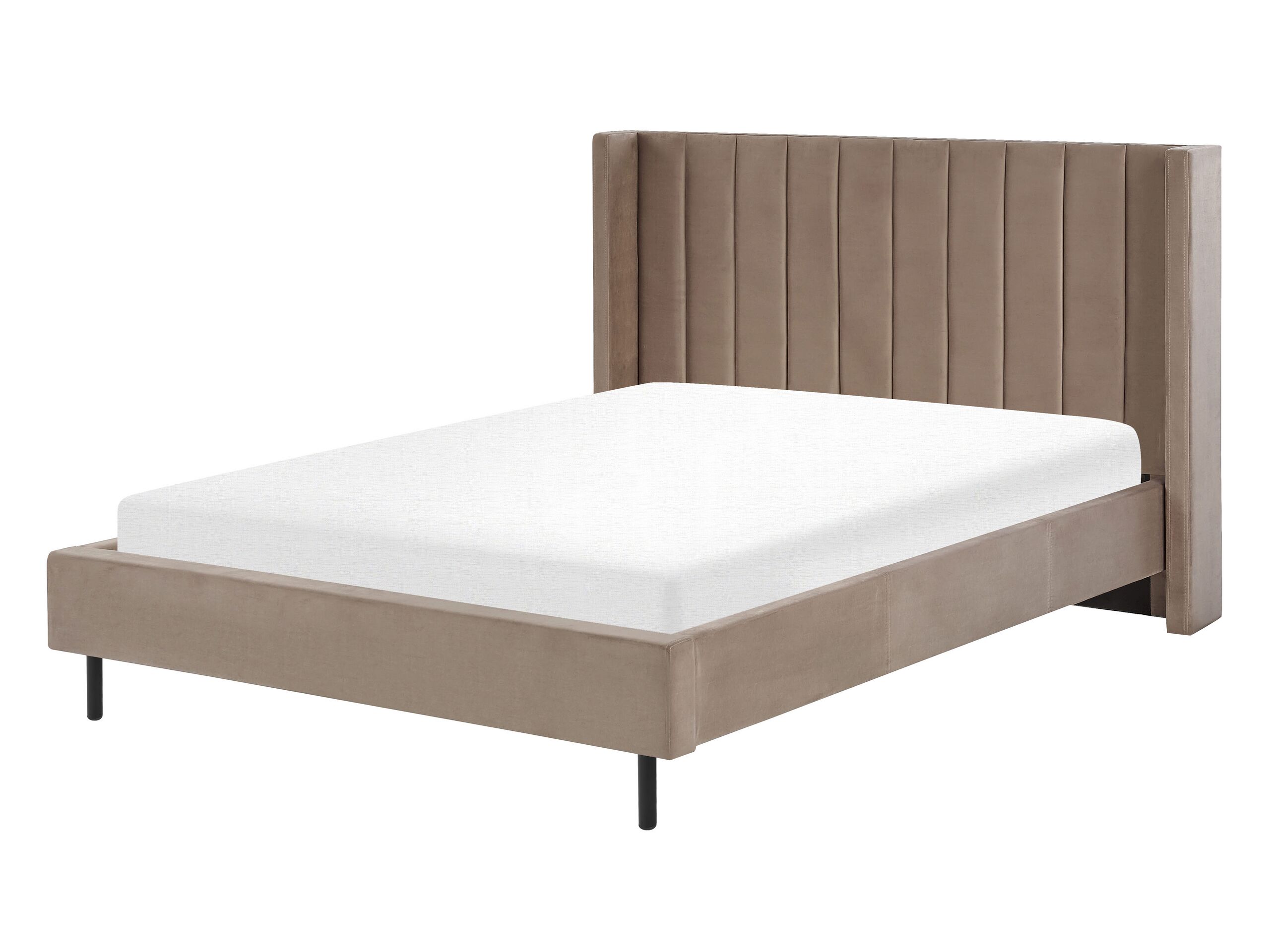 Velvet EU Double Size Bed Taupe VILLETTE - Gemini Interiors