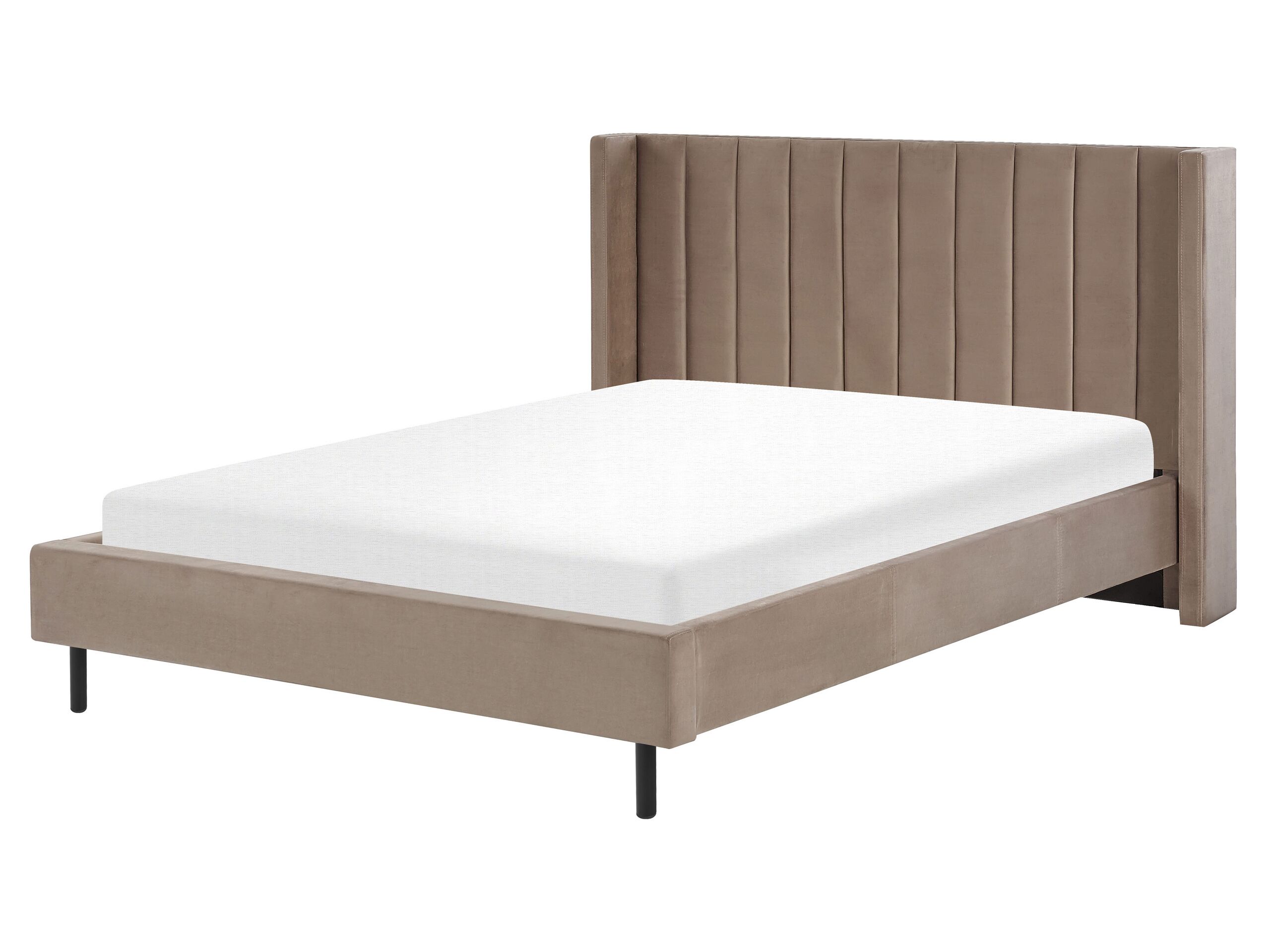 Velvet EU King Size Bed Taupe VILLETTE - Gemini Interiors