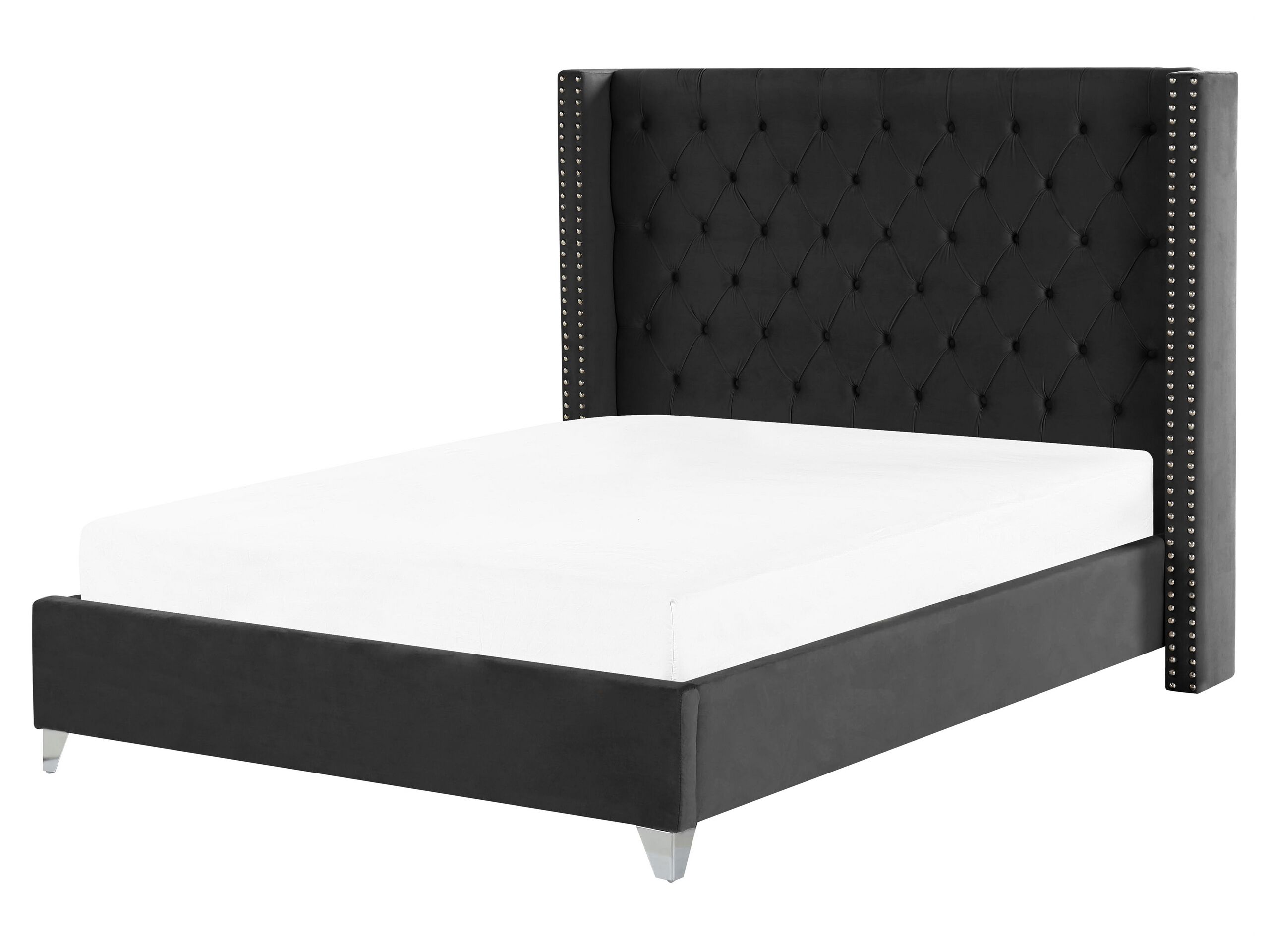 Velvet EU King Size Bed Black LUBBON - Gemini Interiors