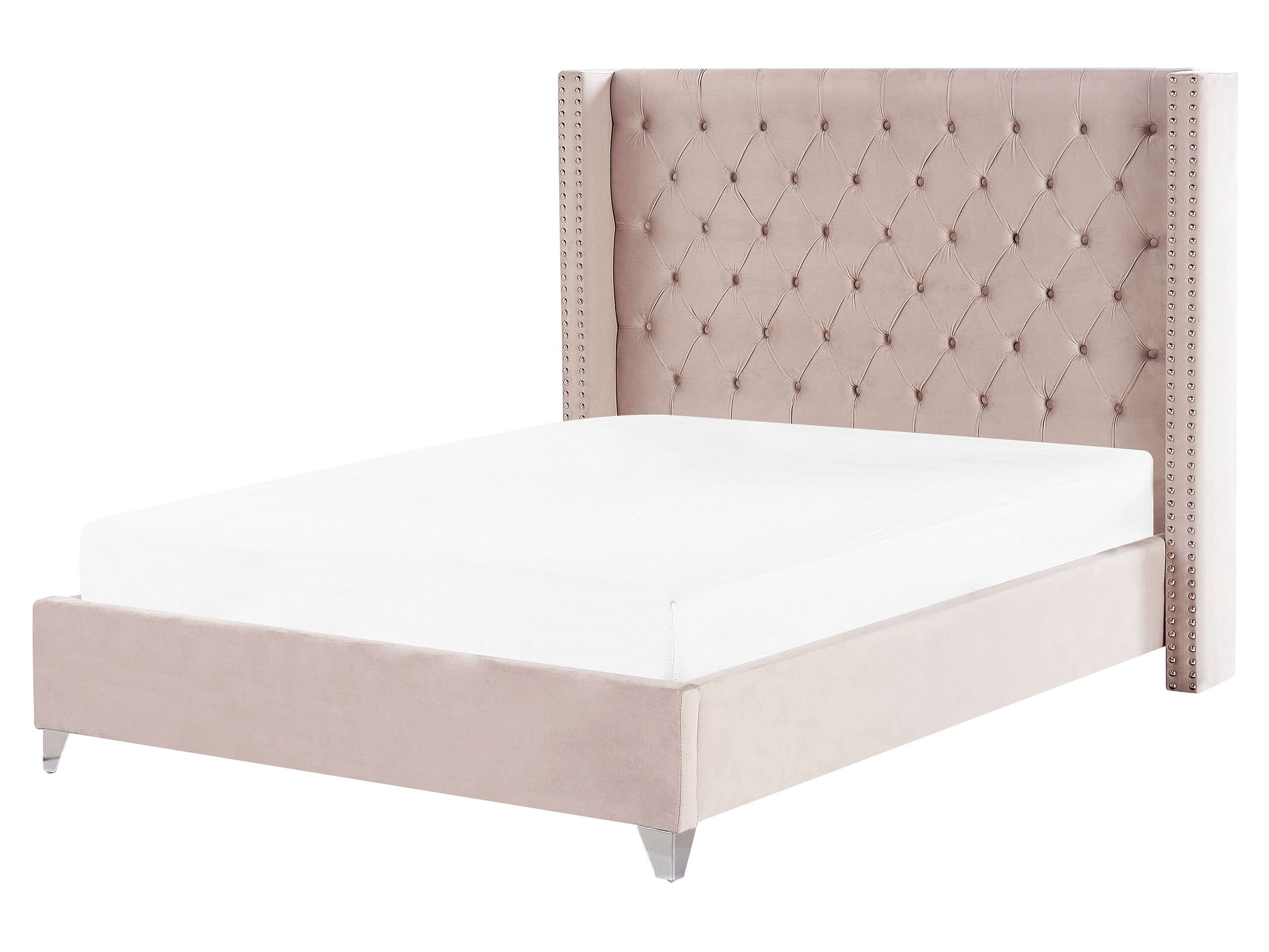 Velvet EU King Size Bed Pink LUBBON - Gemini Interiors