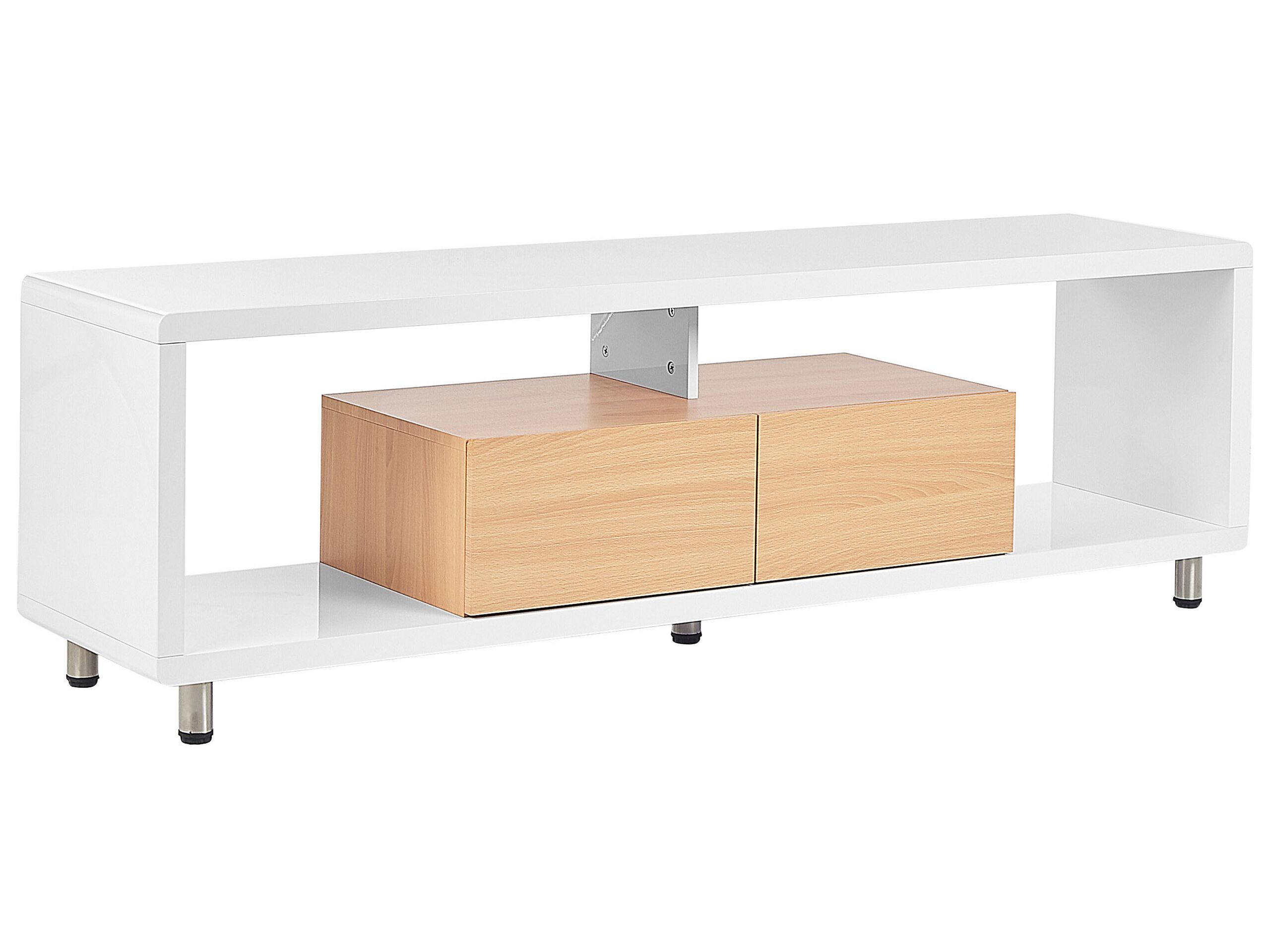 TV Stand White and Light Wood KNOX - Gemini Interiors