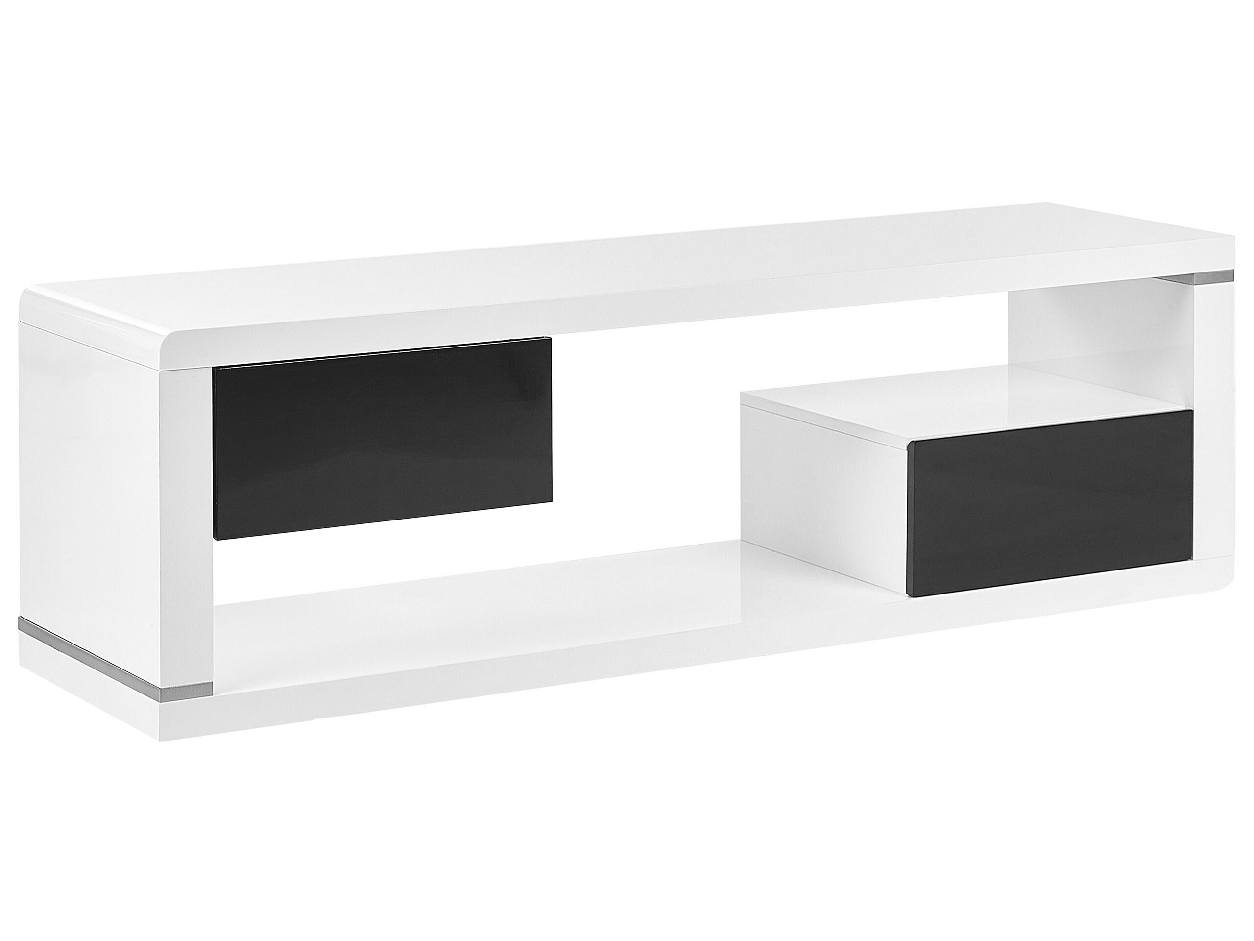 TV Stand White and Black SPOKAN - Gemini Interiors