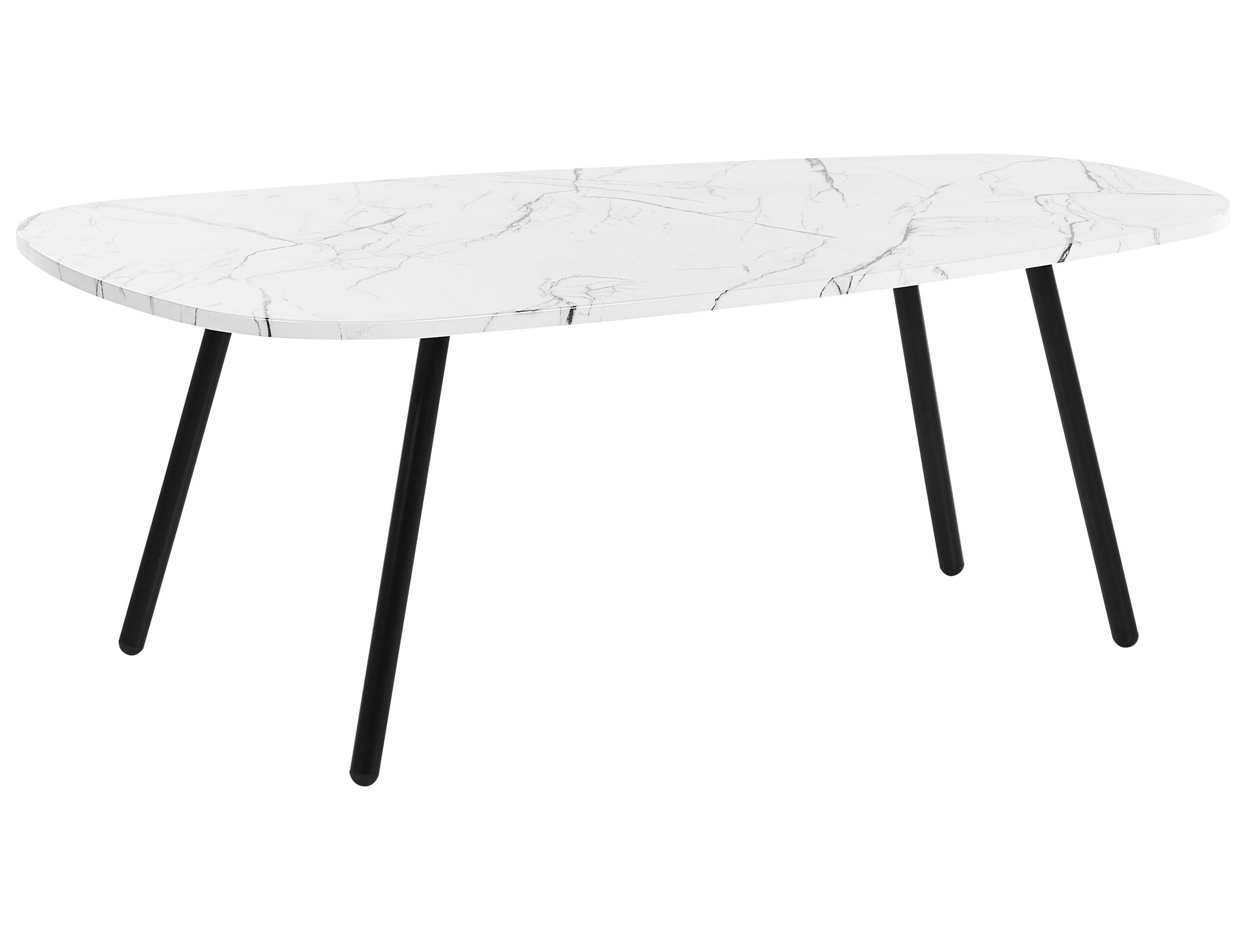 Marble Effect Coffee Table White with Black BIDDLE - Gemini Interiors