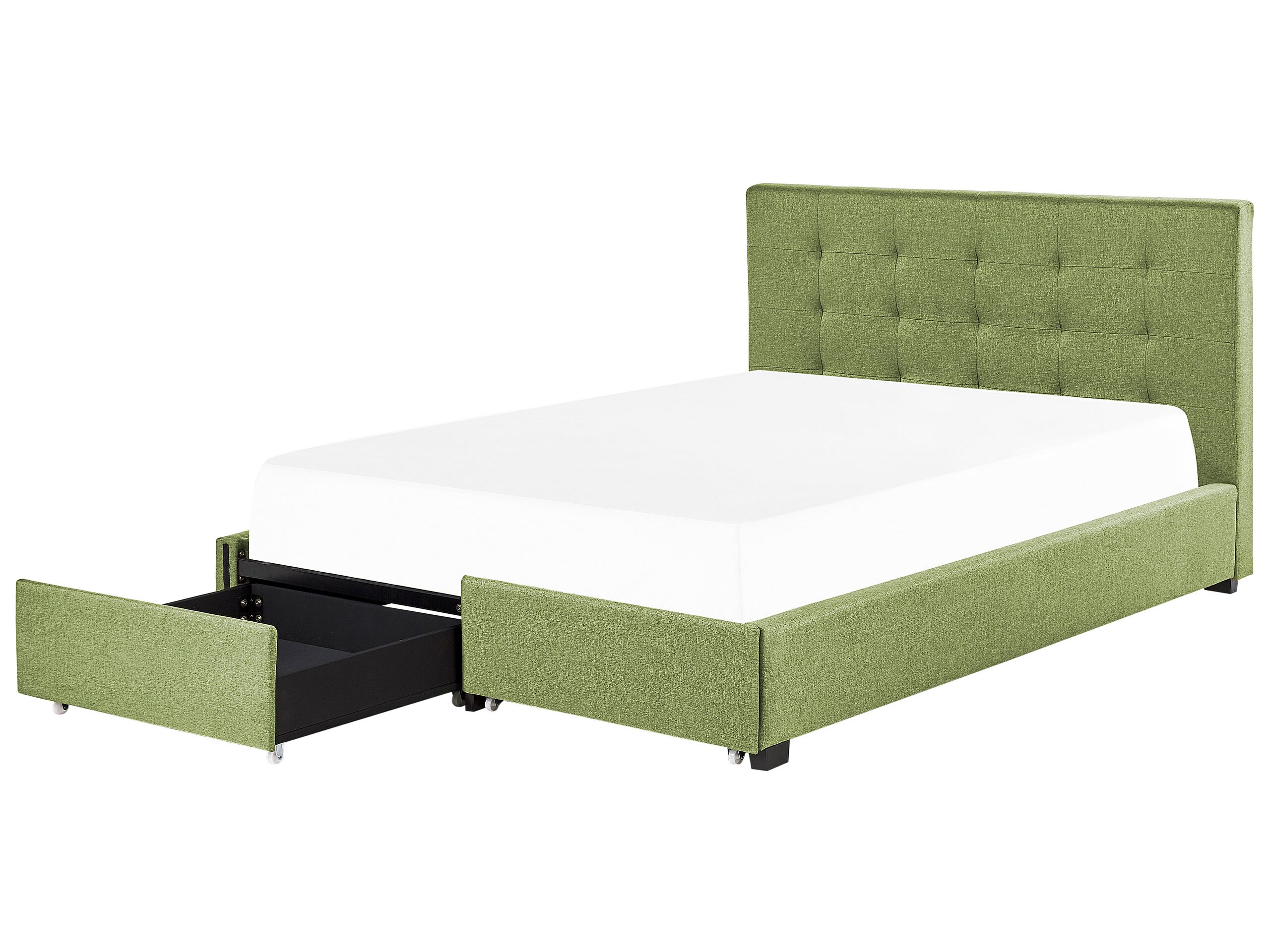 Fabric EU Super King Size Bed with Storage Green LA ROCHELLE - Gemini Interiors