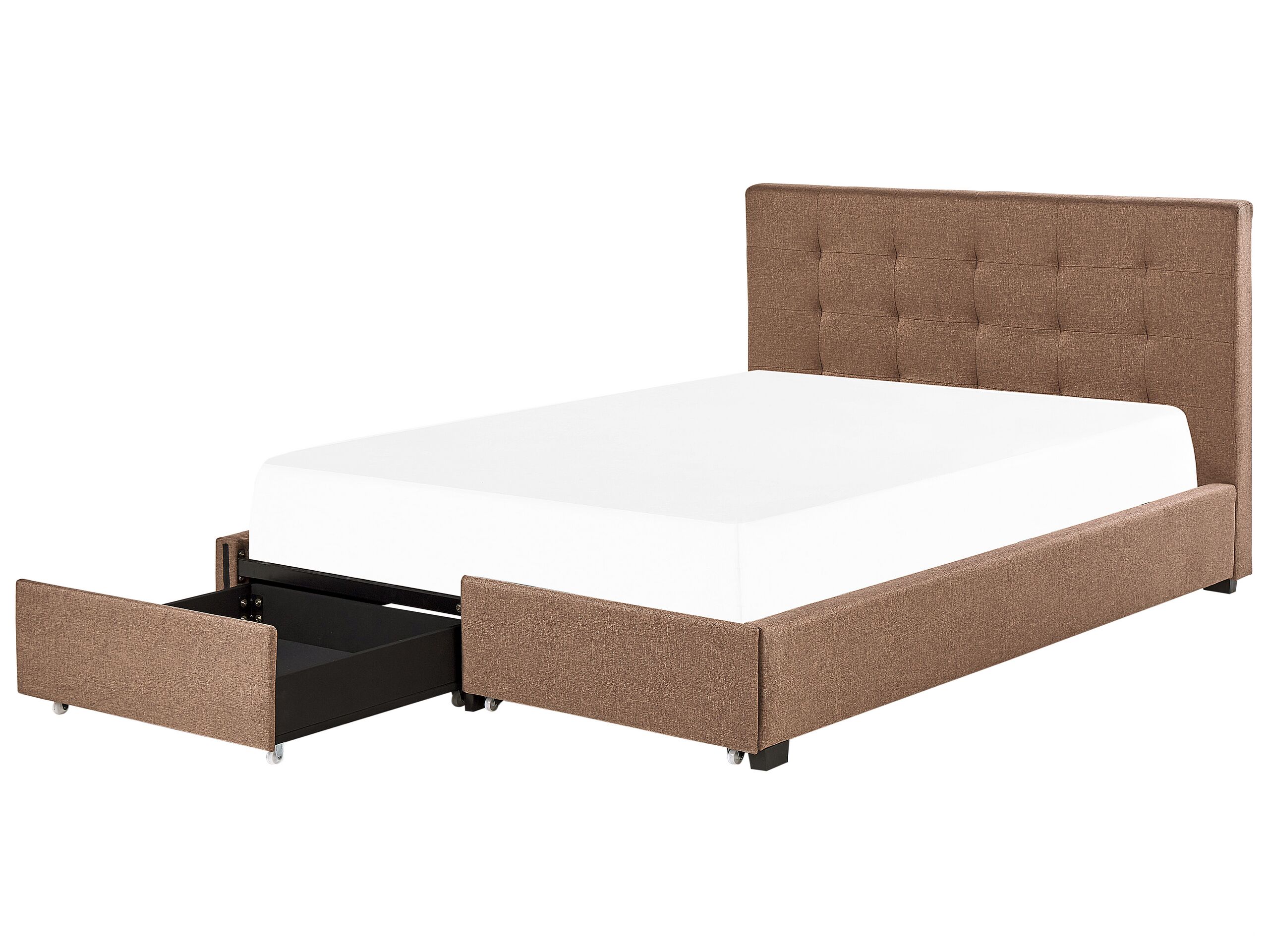 Fabric EU Super King Size Bed with Storage Brown LA ROCHELLE - Gemini Interiors