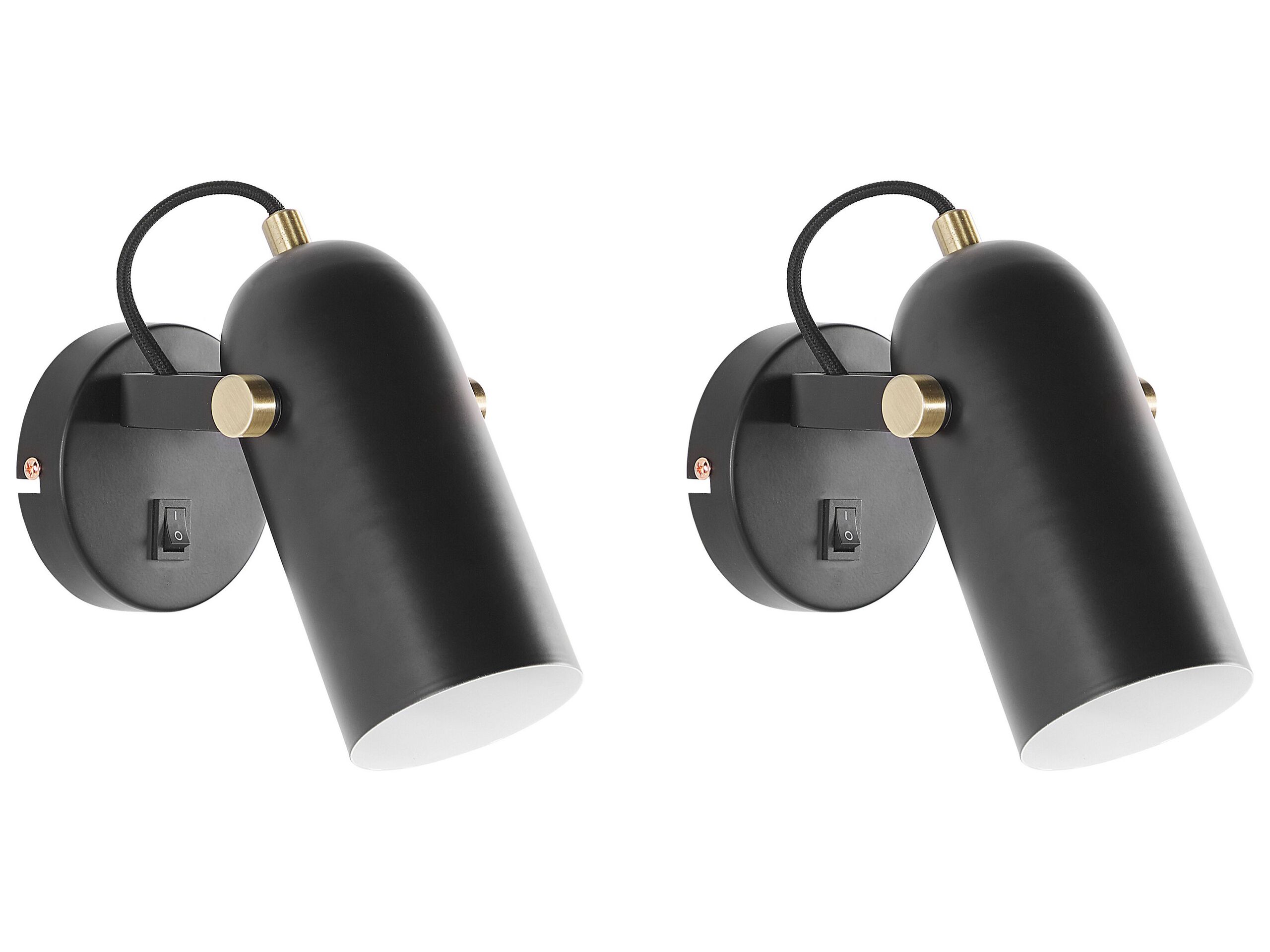 Set of 2 Metal Spotlight Lamps Black TYRIA - Gemini Interiors
