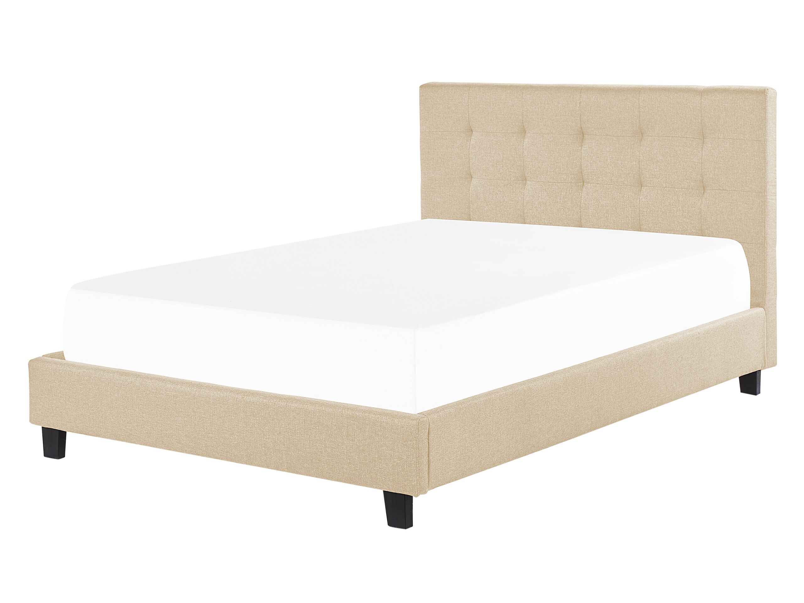 Fabric EU Double Size Bed Beige LA ROCHELLE - Gemini Interiors