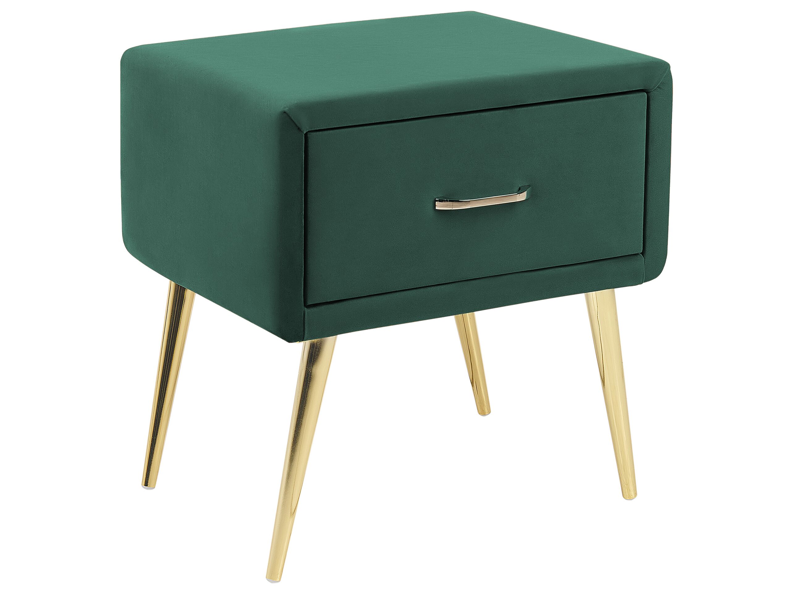 Bedside Table - CORBY 1 Drawer Nightstand Green and Gold 46cm - Gemini Interiors