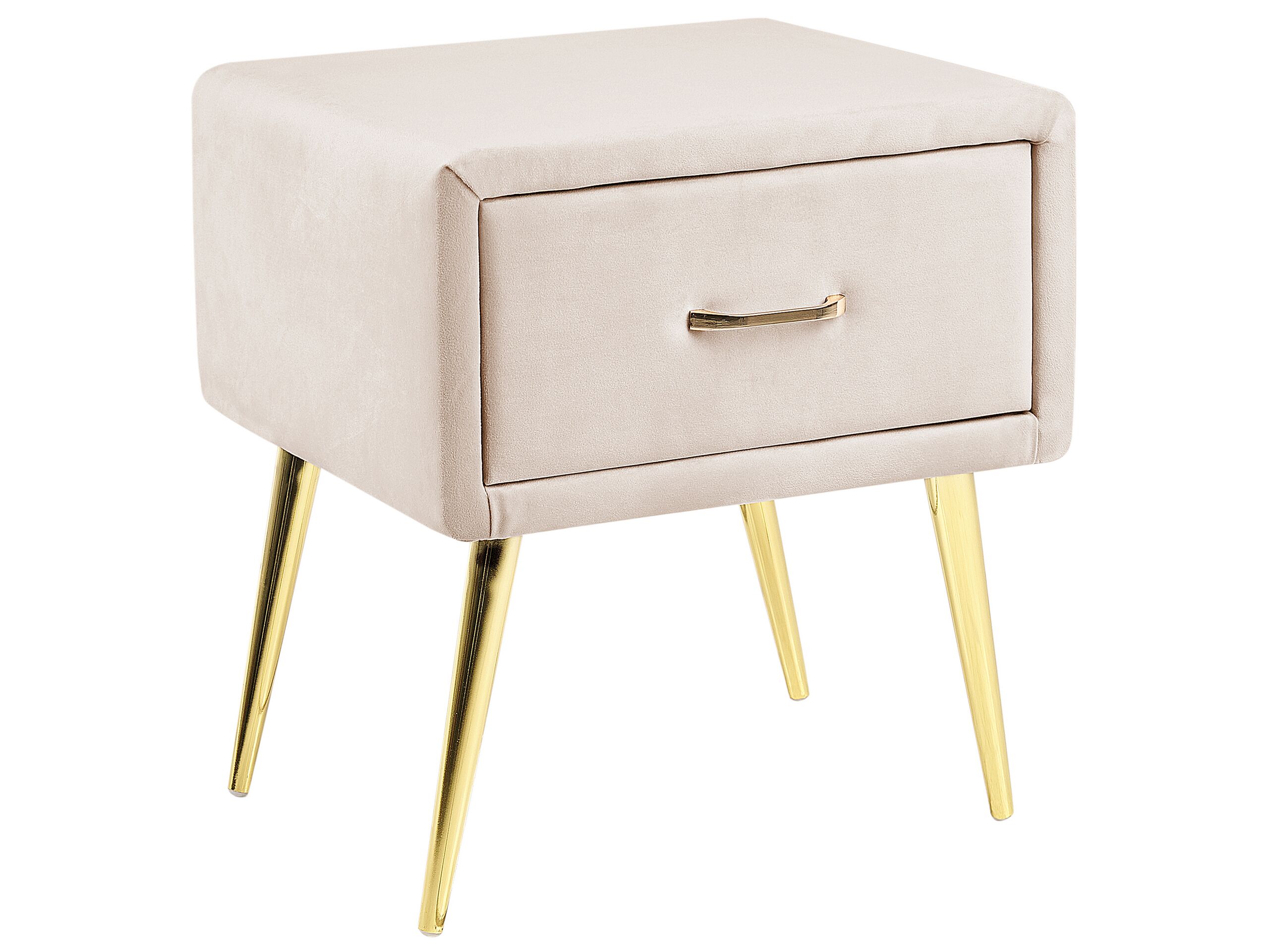 Bedside Table - CORBY 1 Drawer Nightstand Beige 46cm - Gemini Interiors