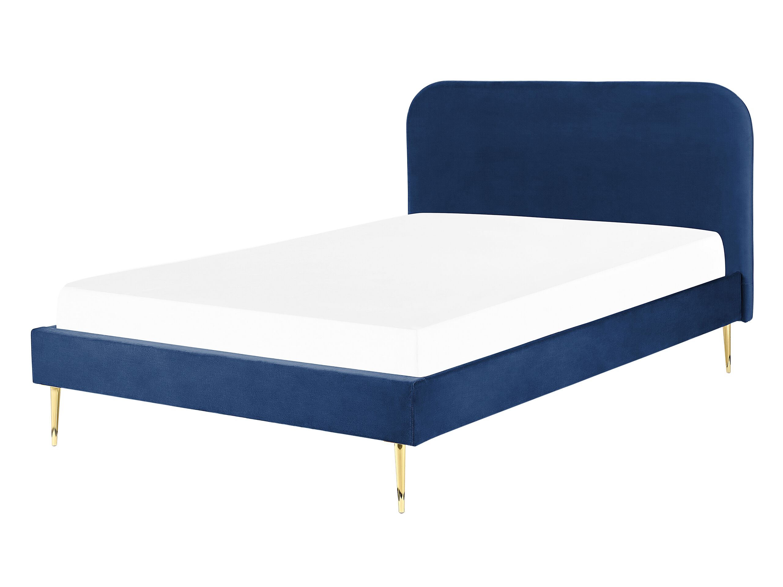 Velvet EU Double Size Bed Navy Blue FLAYAT - Gemini Interiors