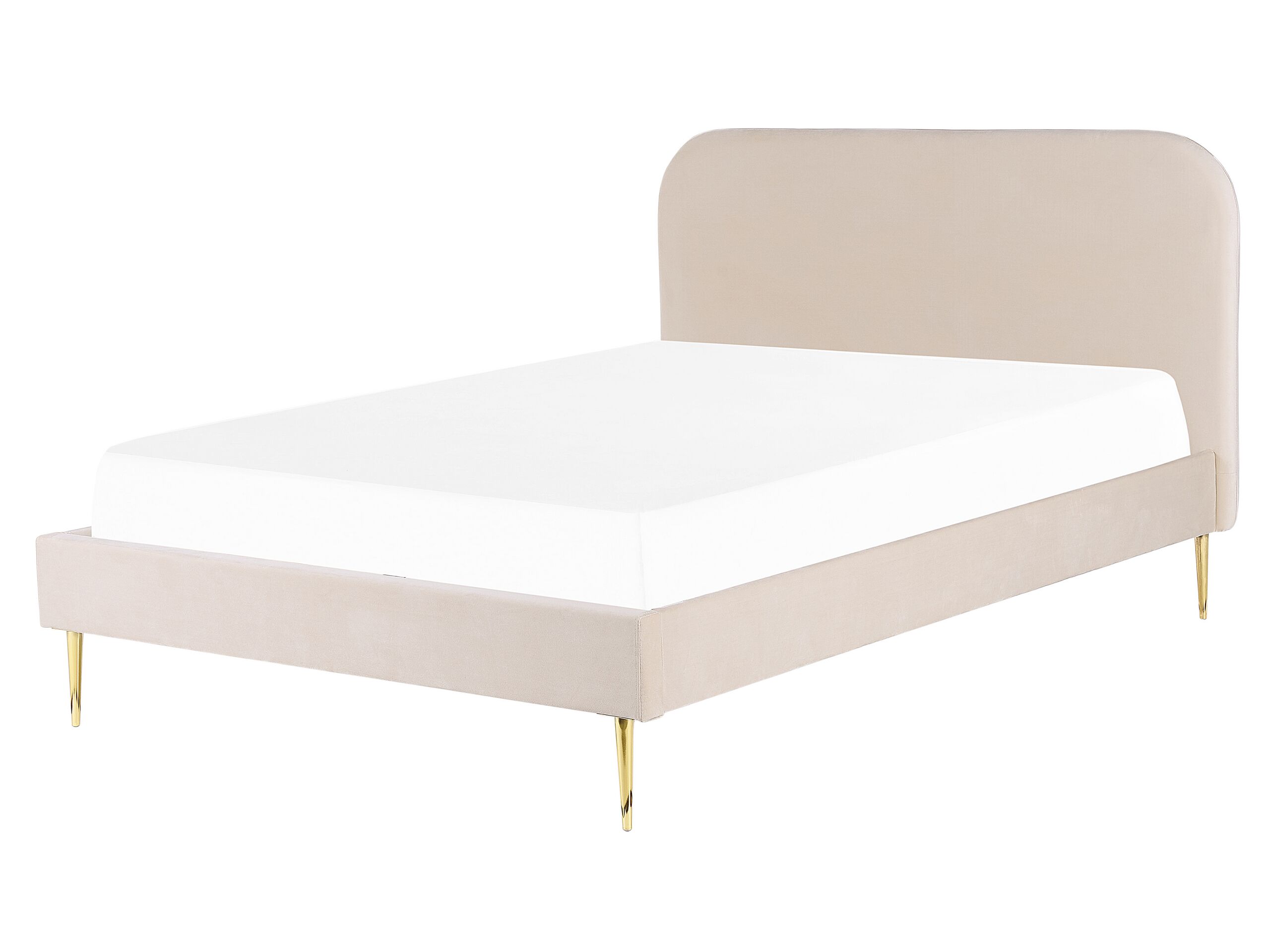 Velvet EU King Size Bed Light Beige FLAYAT - Gemini Interiors