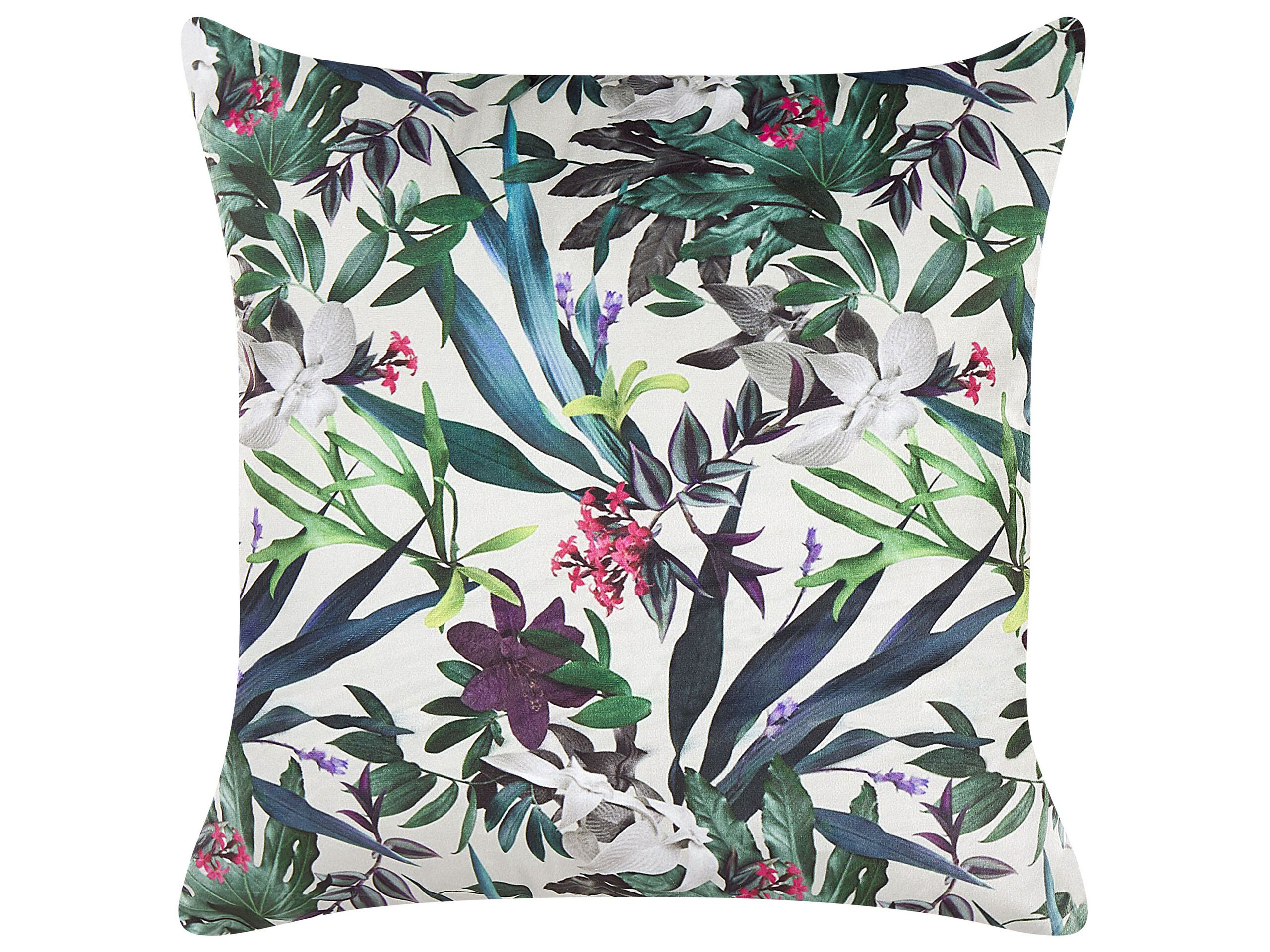 Velvet Cushion Leaf Pattern 45x45cm Green - Gemini Interiors