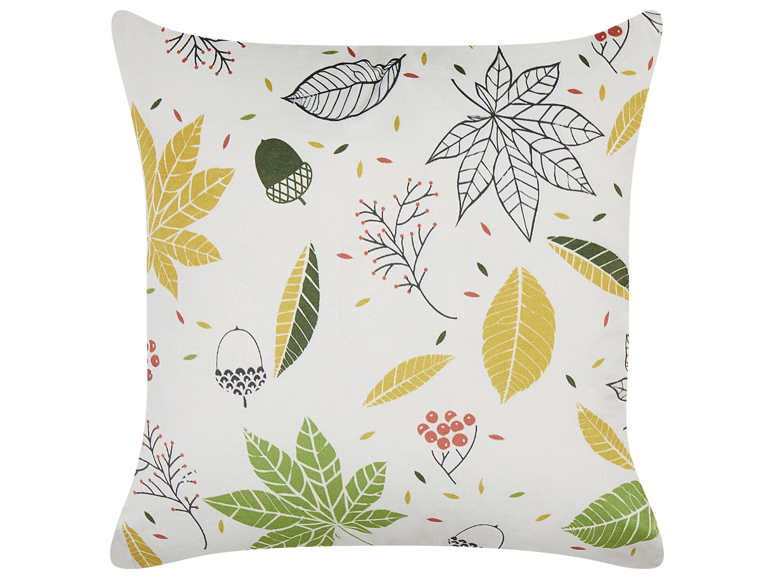 Velvet Cushion Leaf Pattern 45x45cm Off - White - Gemini Interiors