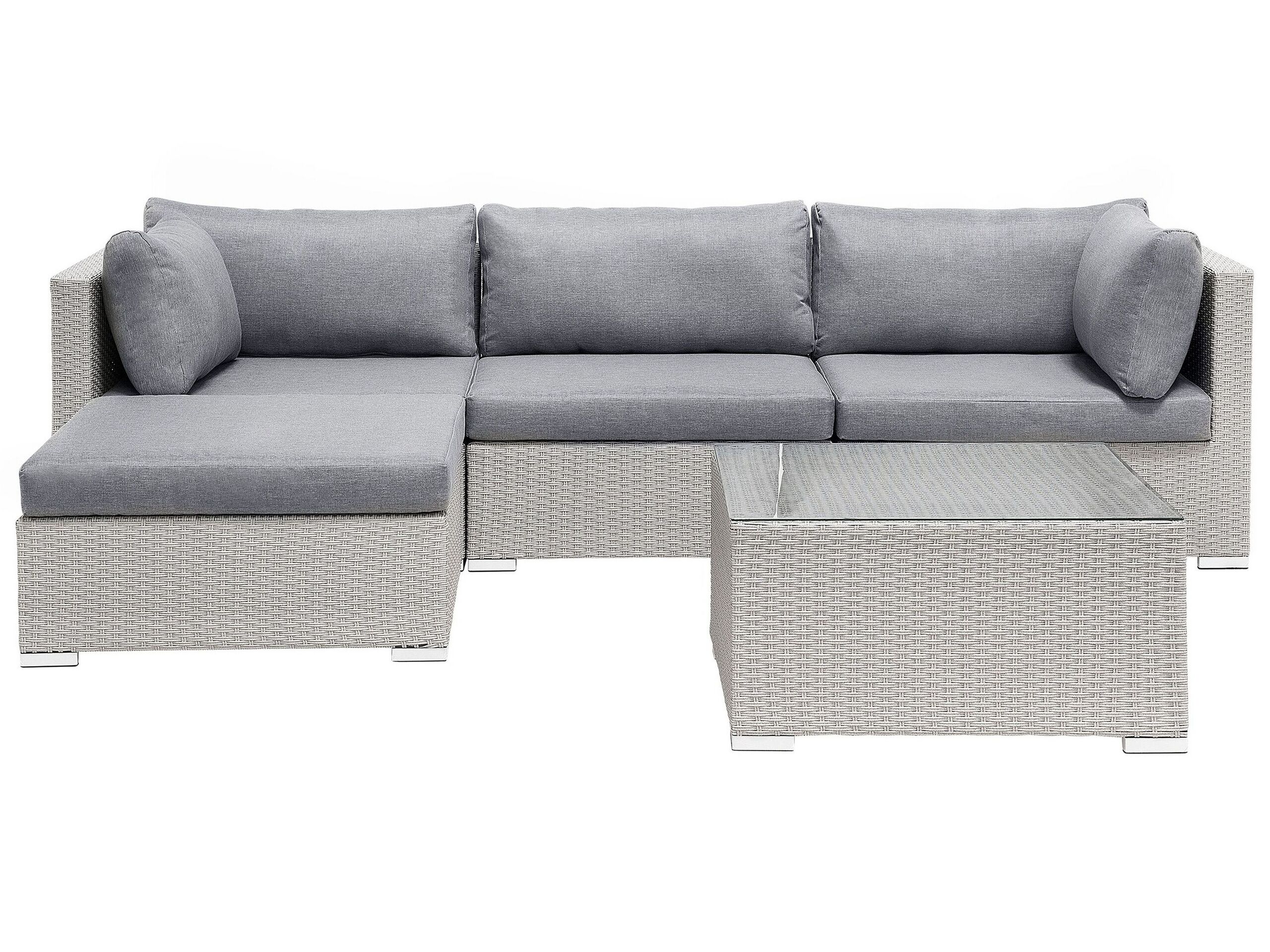 Right Hand 4 Seater PE Rattan Garden Modular Corner Sofa Set Grey SANO II - Gemini Interiors
