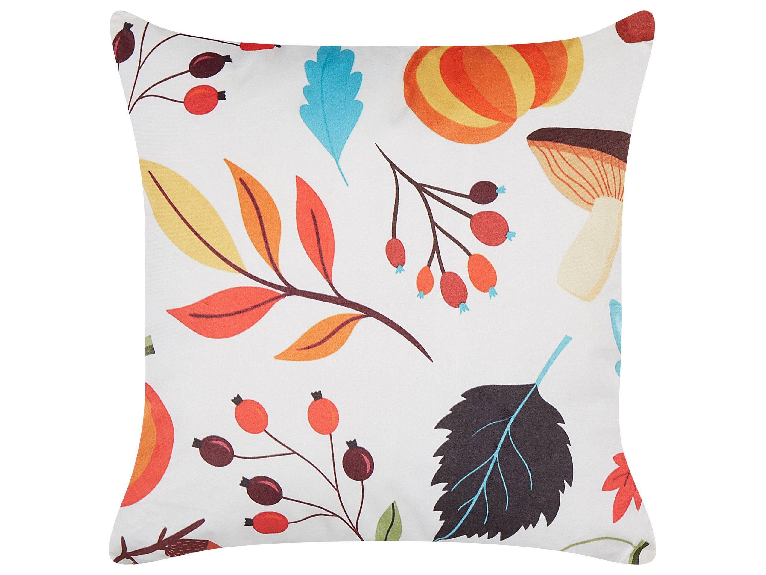 Velvet Cushion Autumn Motif 45x45cm Off - White - Gemini Interiors