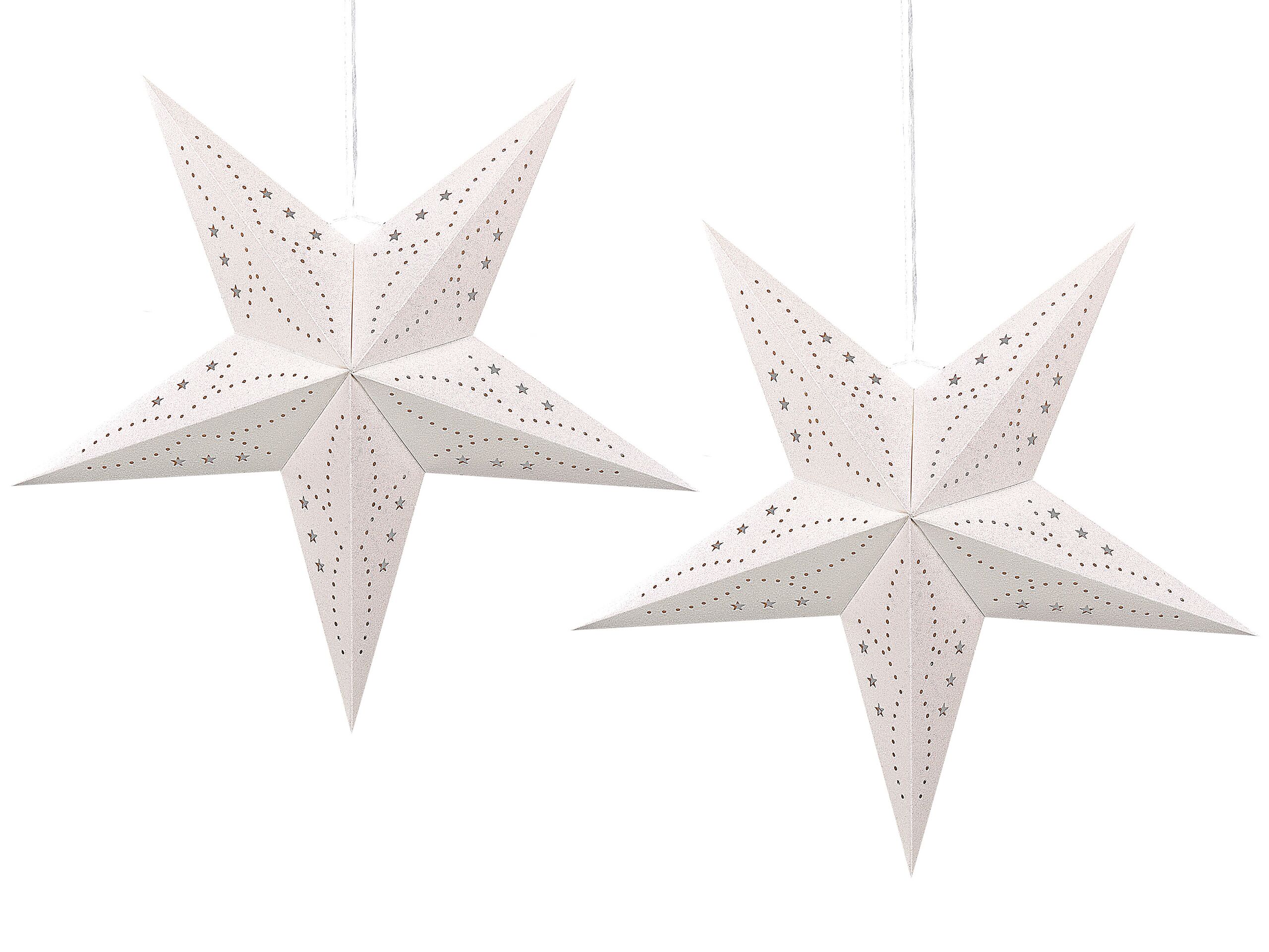 Set of 2 LED Hanging Glitter Stars 60 cm White MOTTI - Gemini Interiors